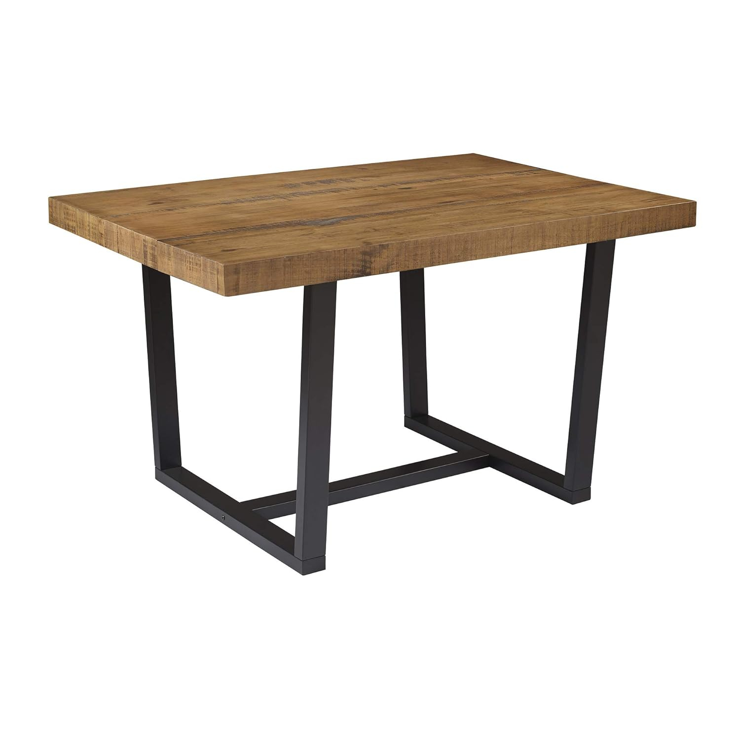 Walker Edison Rustic Distressed Solid Wood Dining Table, Rustic Oak
