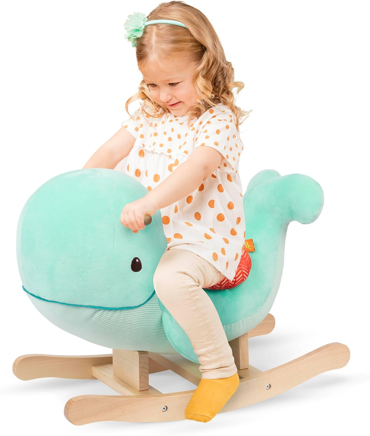 Echo Aqua Plush Whale Wooden Rocker for Toddlers