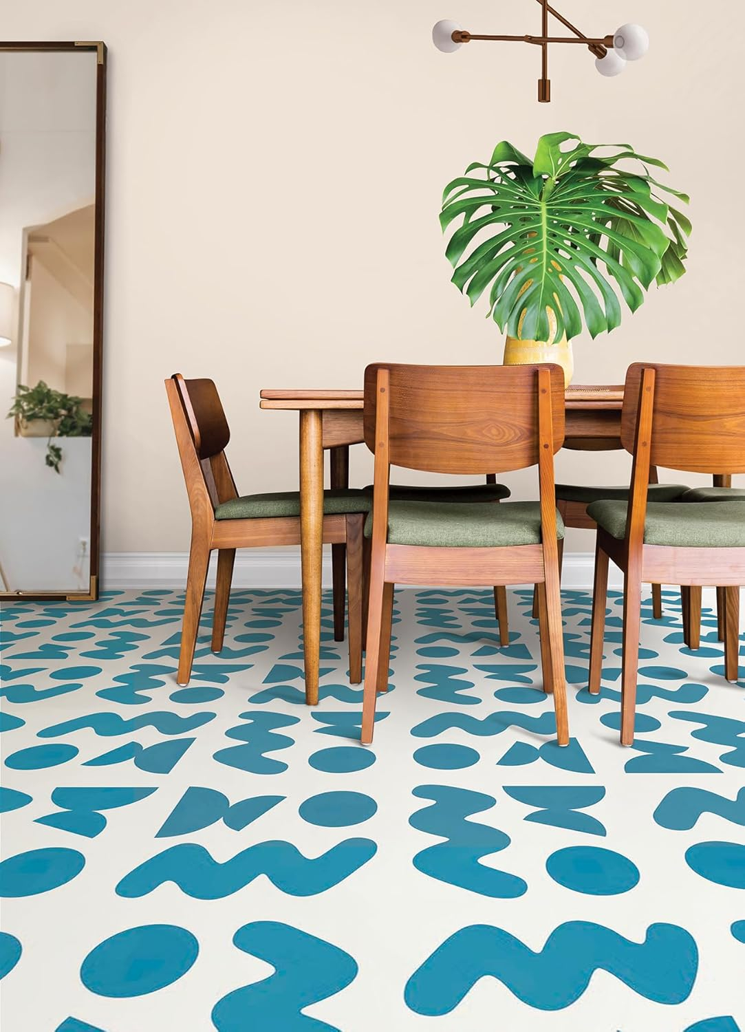 Beth Friend Sky Blue Peel and Stick Floor Tiles, FP6336