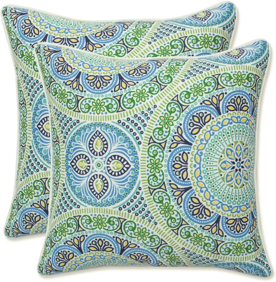 Pillow Perfect Delancey Abstract Indoor/Outdoor Reversible Throw Pillow (Set of 2)