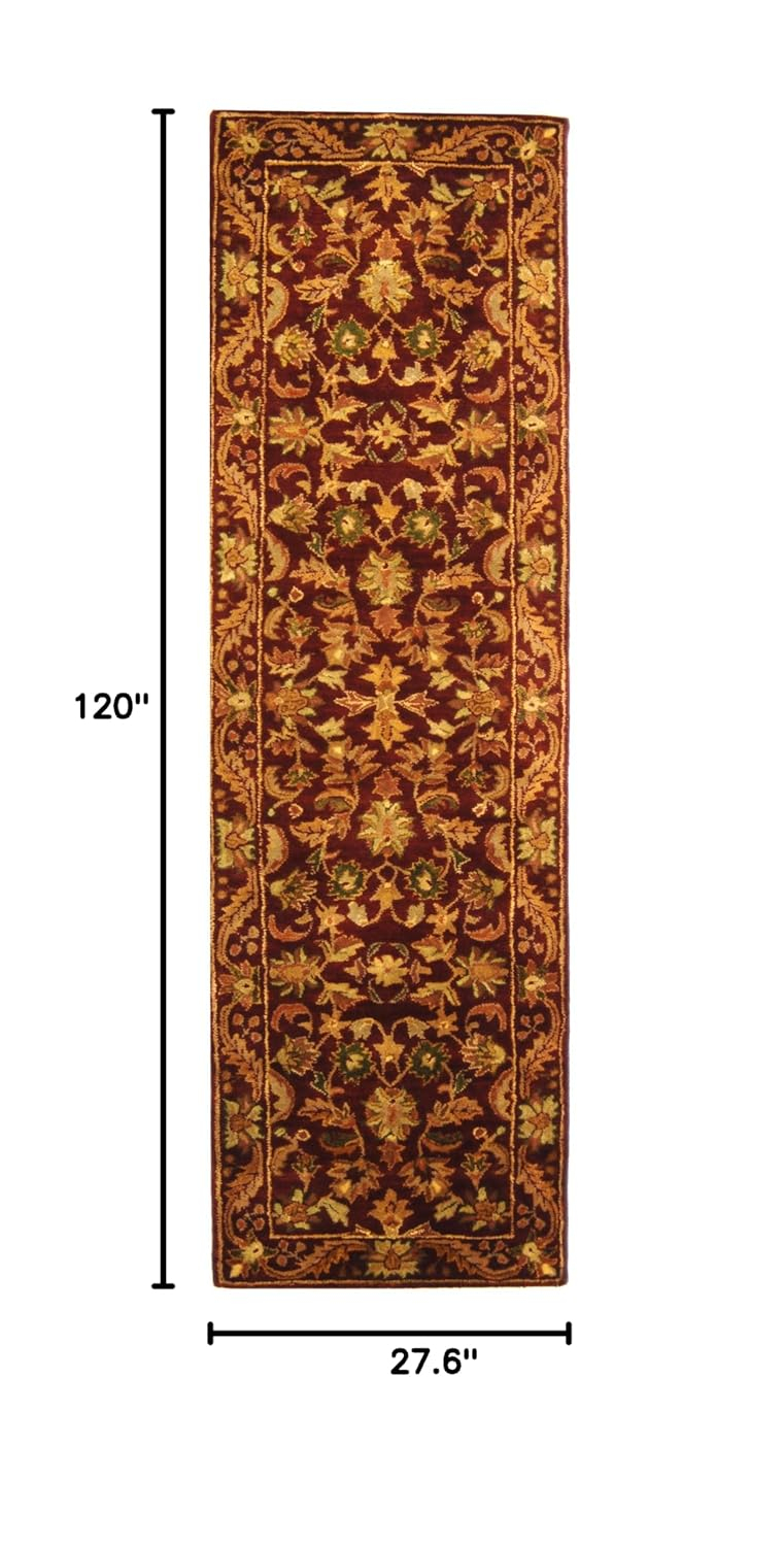 Hand-Tufted Wine and Gold Wool Runner Rug, 2'3" x 10'