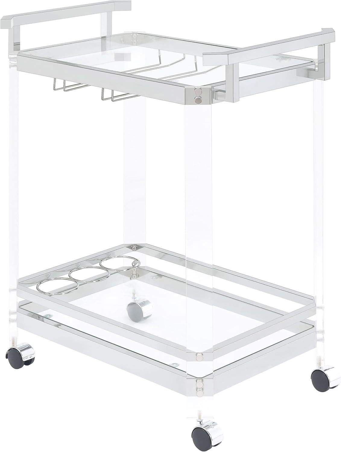 2-tier Glass Serving Cart Clear