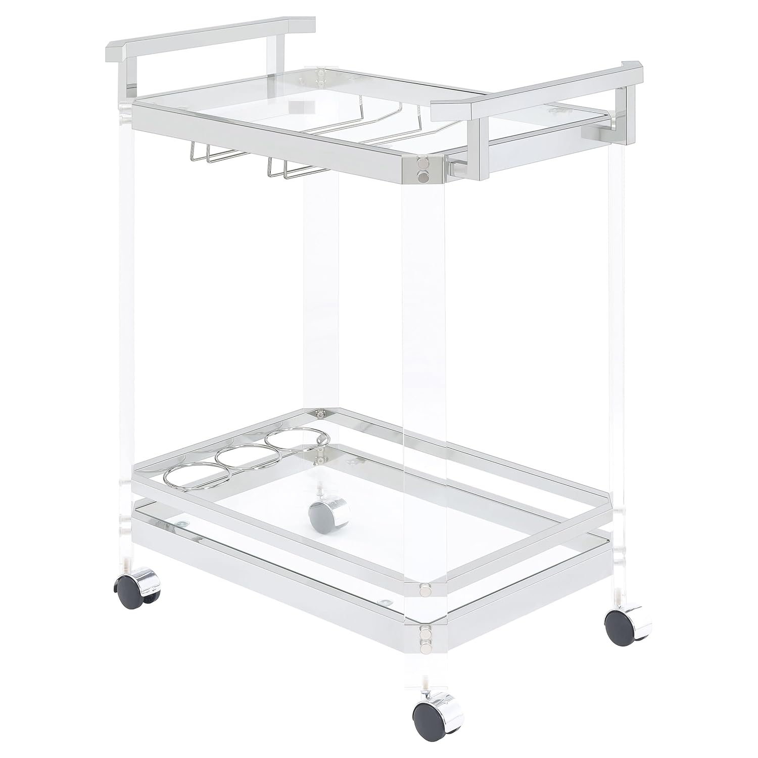 2-tier Glass Serving Cart Clear
