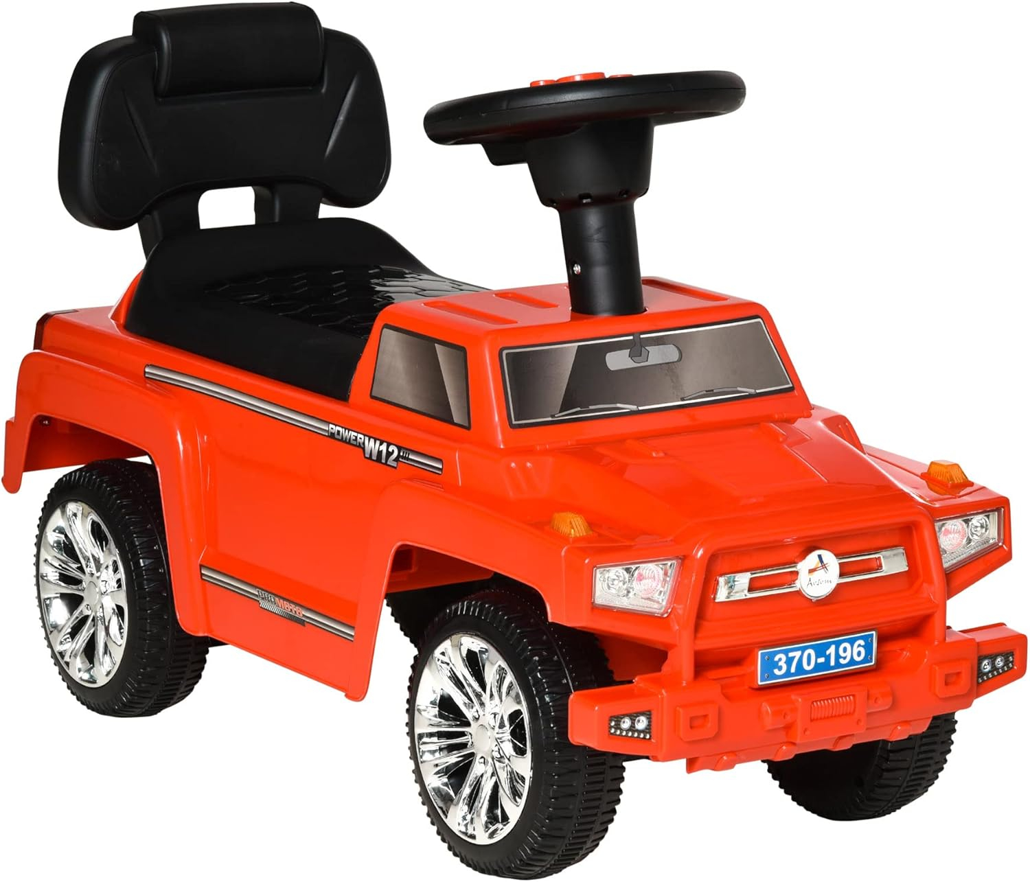 Aosom Kids Ride on Push Car, SUV Style Sliding Walking Car for Toddle with Horn, Music, Working Lights, Hidden Storage and Anti-Dumping System, Red