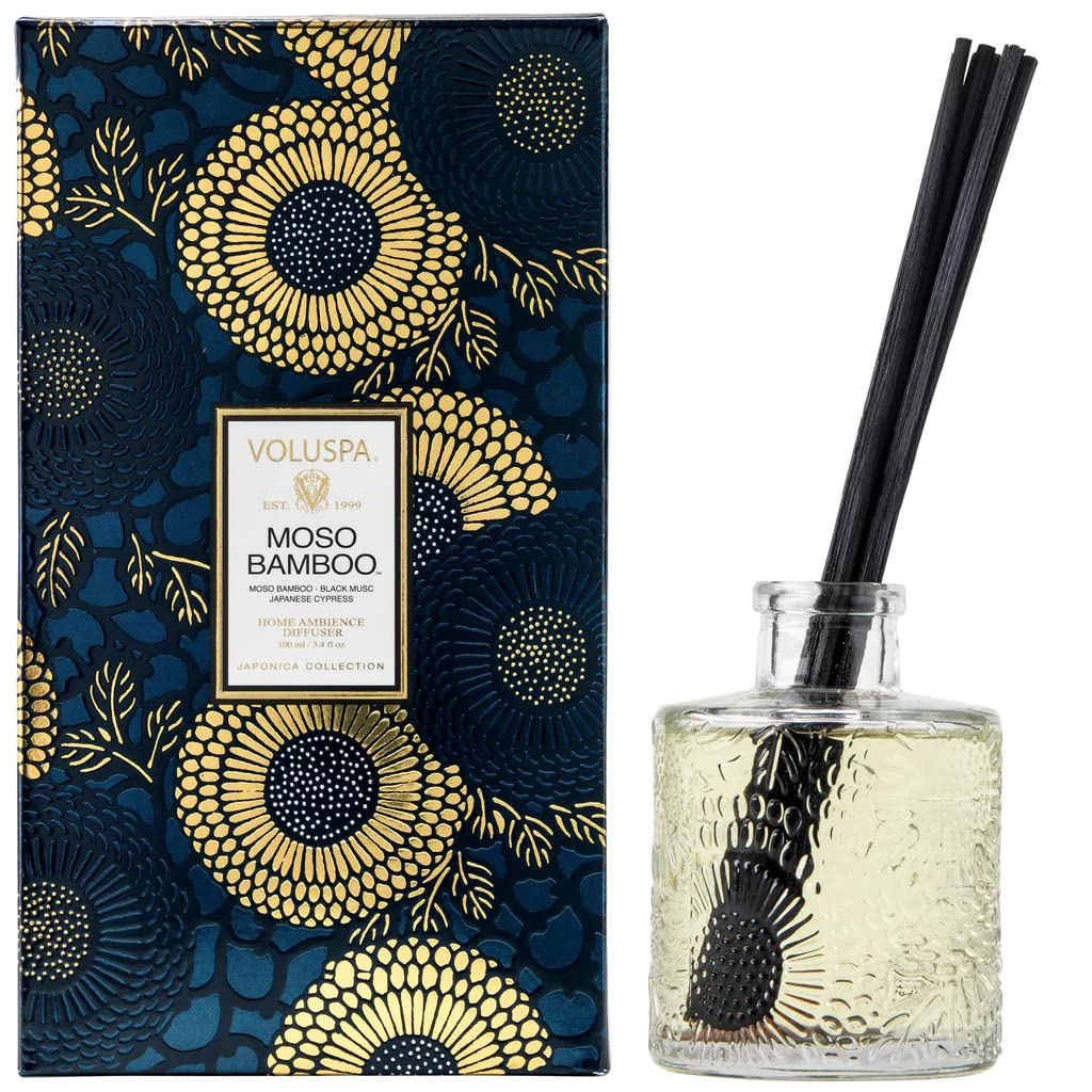 Moso Bamboo Reed Diffuser with Embossed Glass Bottle