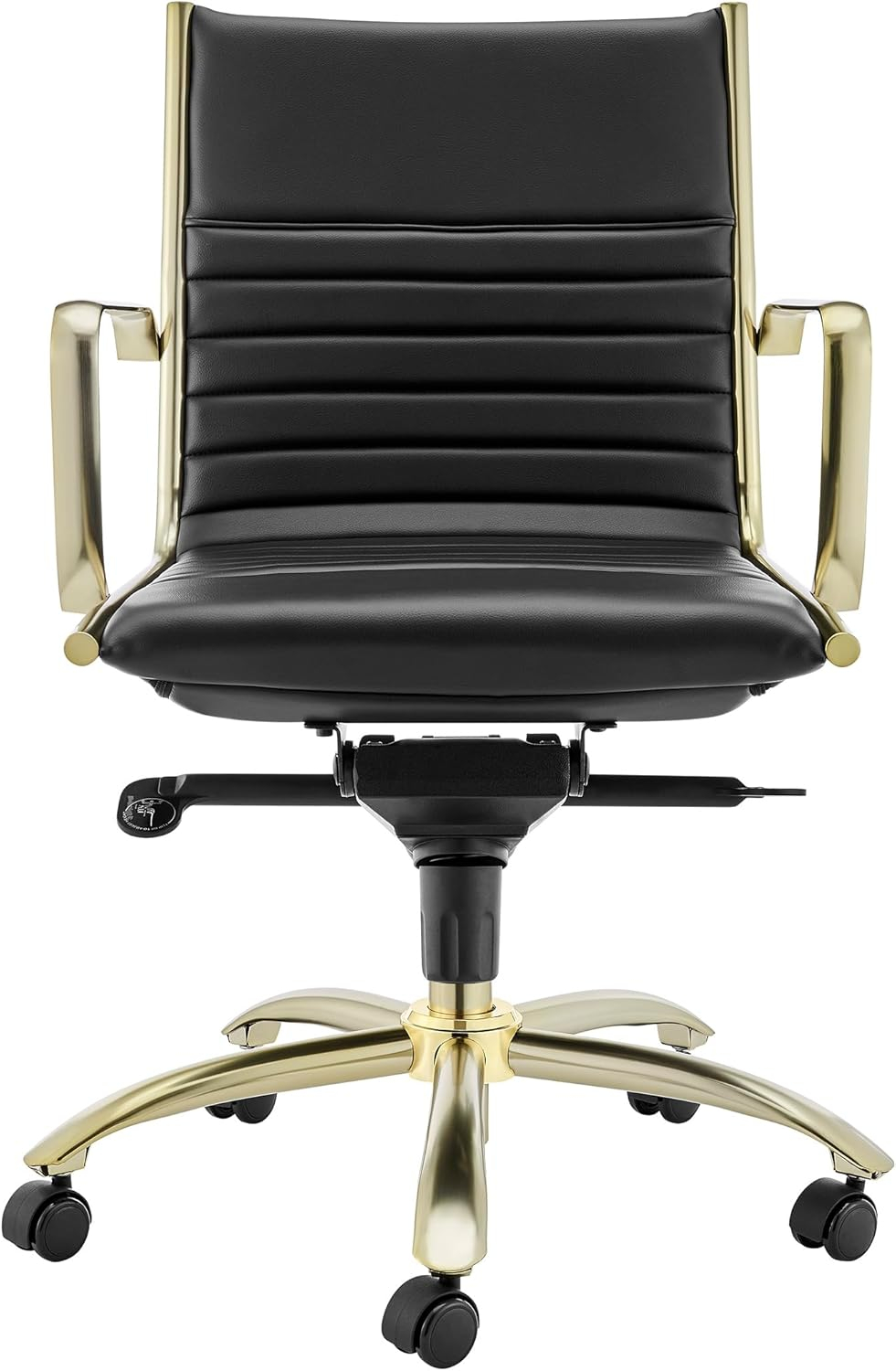 Dirk High Back Swivel Leather Task Chair in Black & Gold