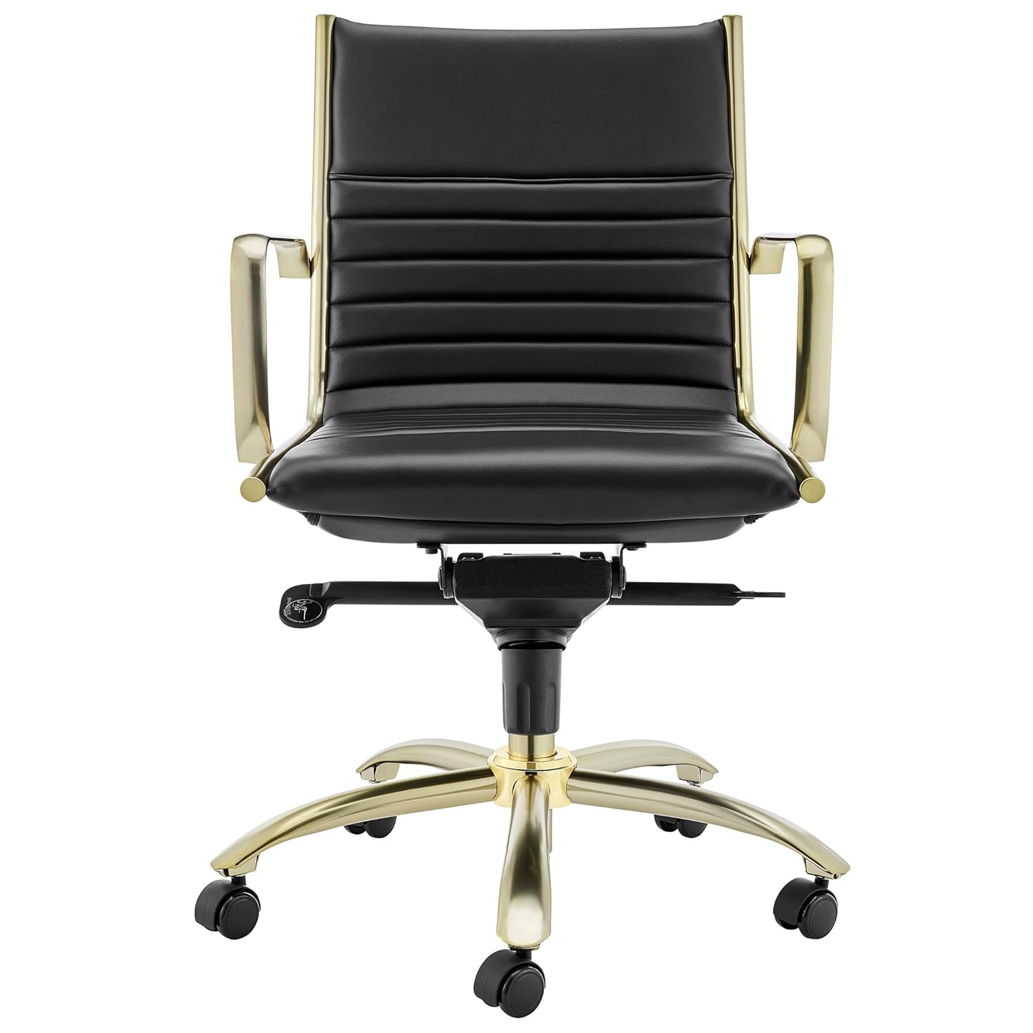 Dirk High Back Swivel Leather Task Chair in Black & Gold