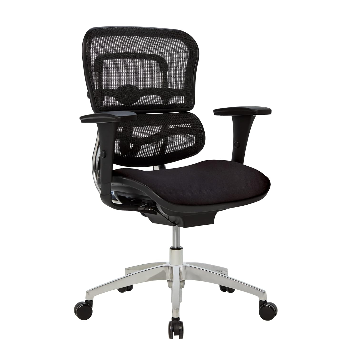 Black Mesh and Fabric Mid-Back Swivel Executive Chair