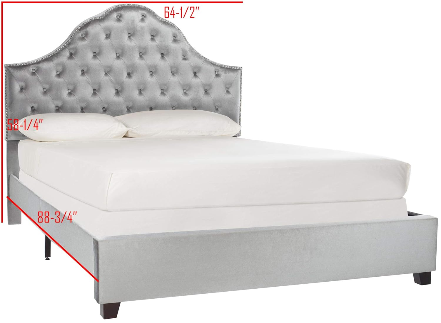 SAFAVIEH Beckham Modern Glam Tufted Headboard with Nail Heads, Queen, Light Grey