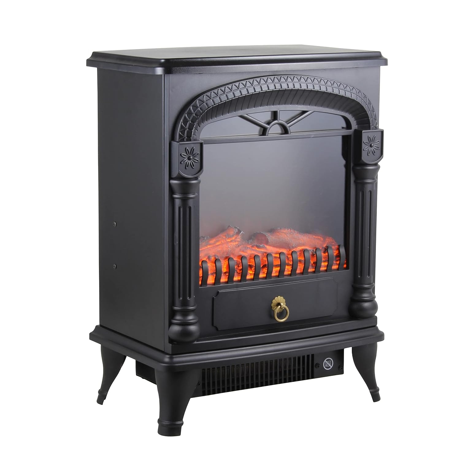 Comfort Zone CZFP4 Ceramic Electric Fireplace Stove Fan-Forced Heater - Black