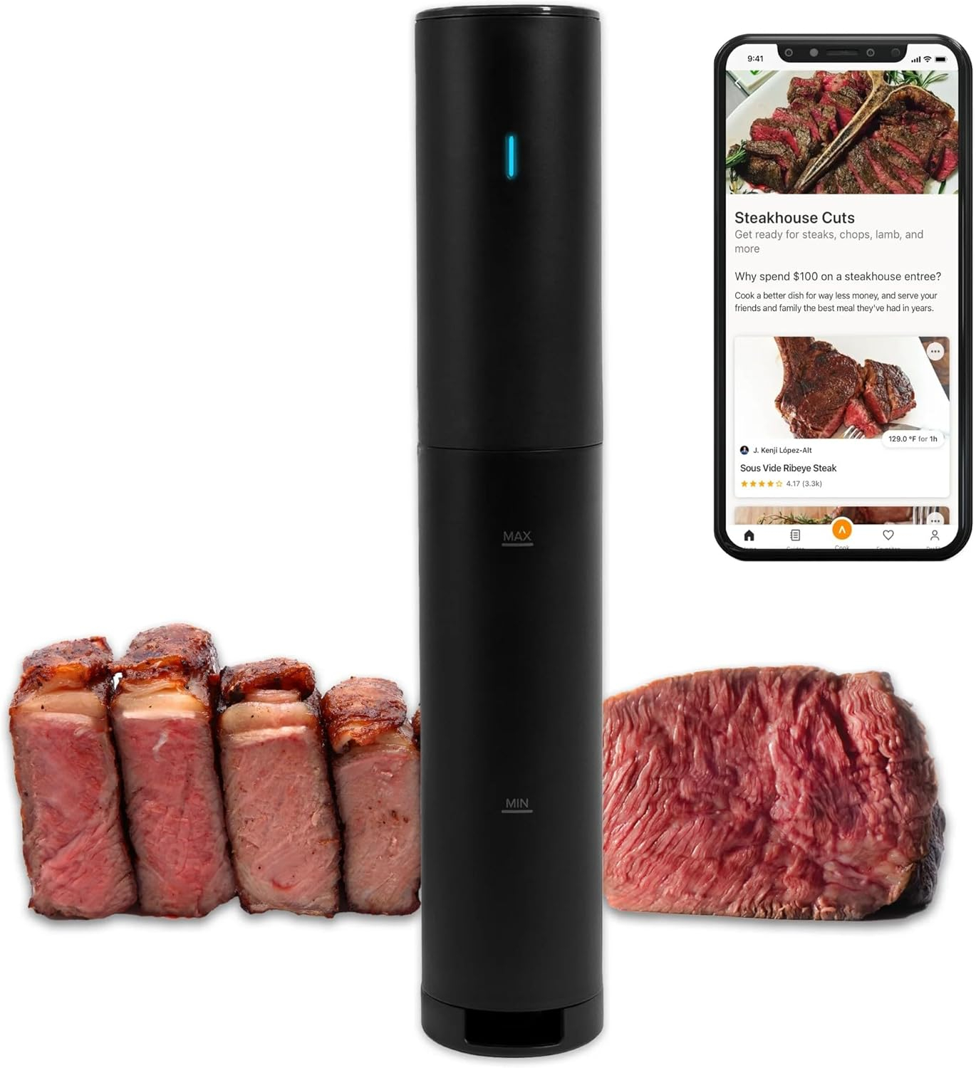 Anova Culinary Sous Vide Precision Cooker Mini Lite, 800 Watts, Black, App Enabled, 2024 Model