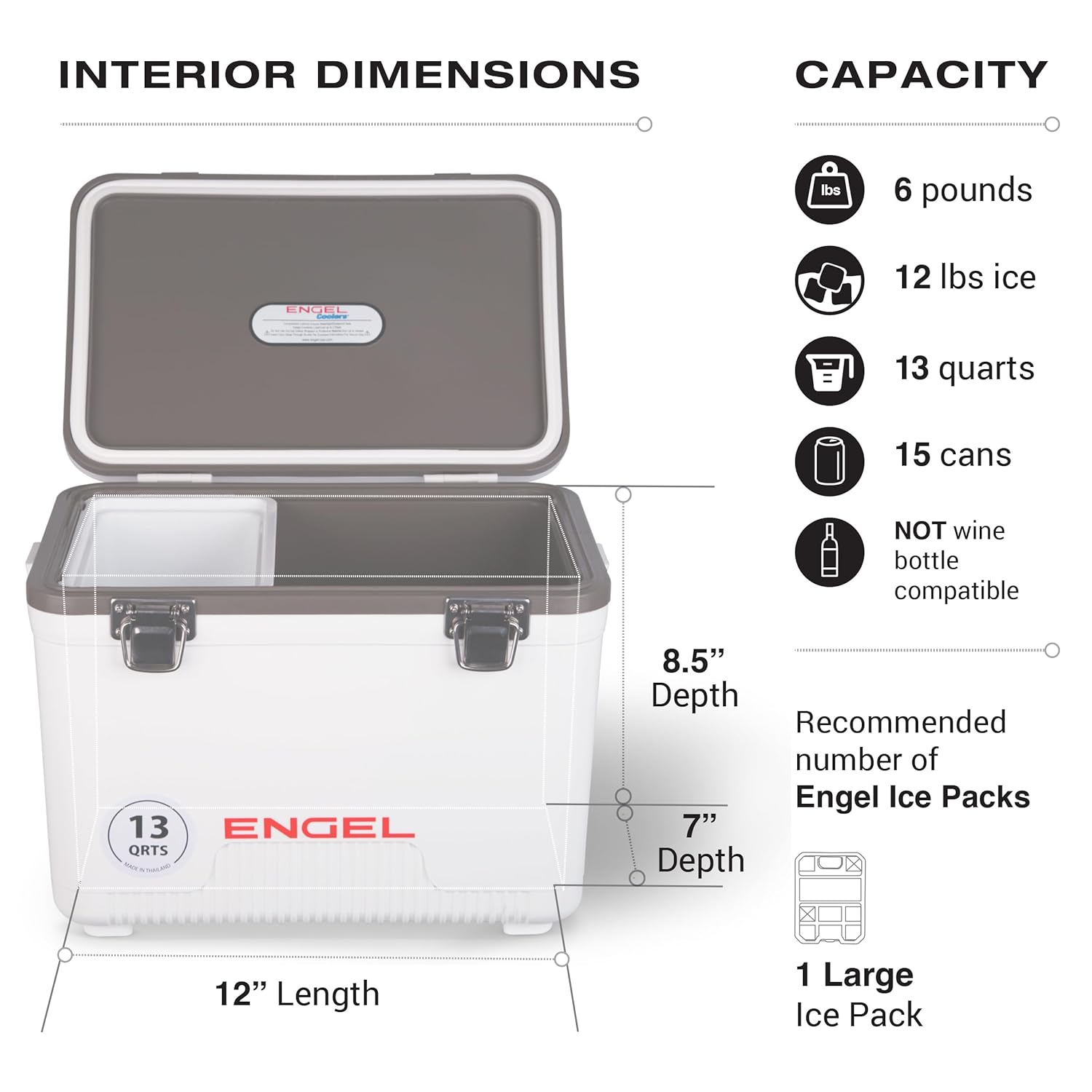ENGEL 13qt Leak-Proof, Air Tight, Drybox Cooler and Small Hard Shell Lunchbox for Men and Women