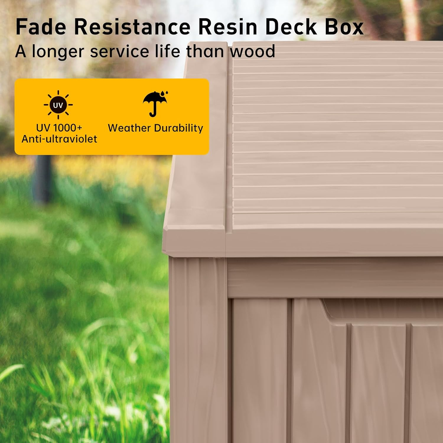 DRATO 180 Gallon Deck Box, Waterproof Resin Large Outdoor Storgae Box for Patio Furniture, Patio Cushions, Gardening Tools, Pool and Sports Supplies, Lockable