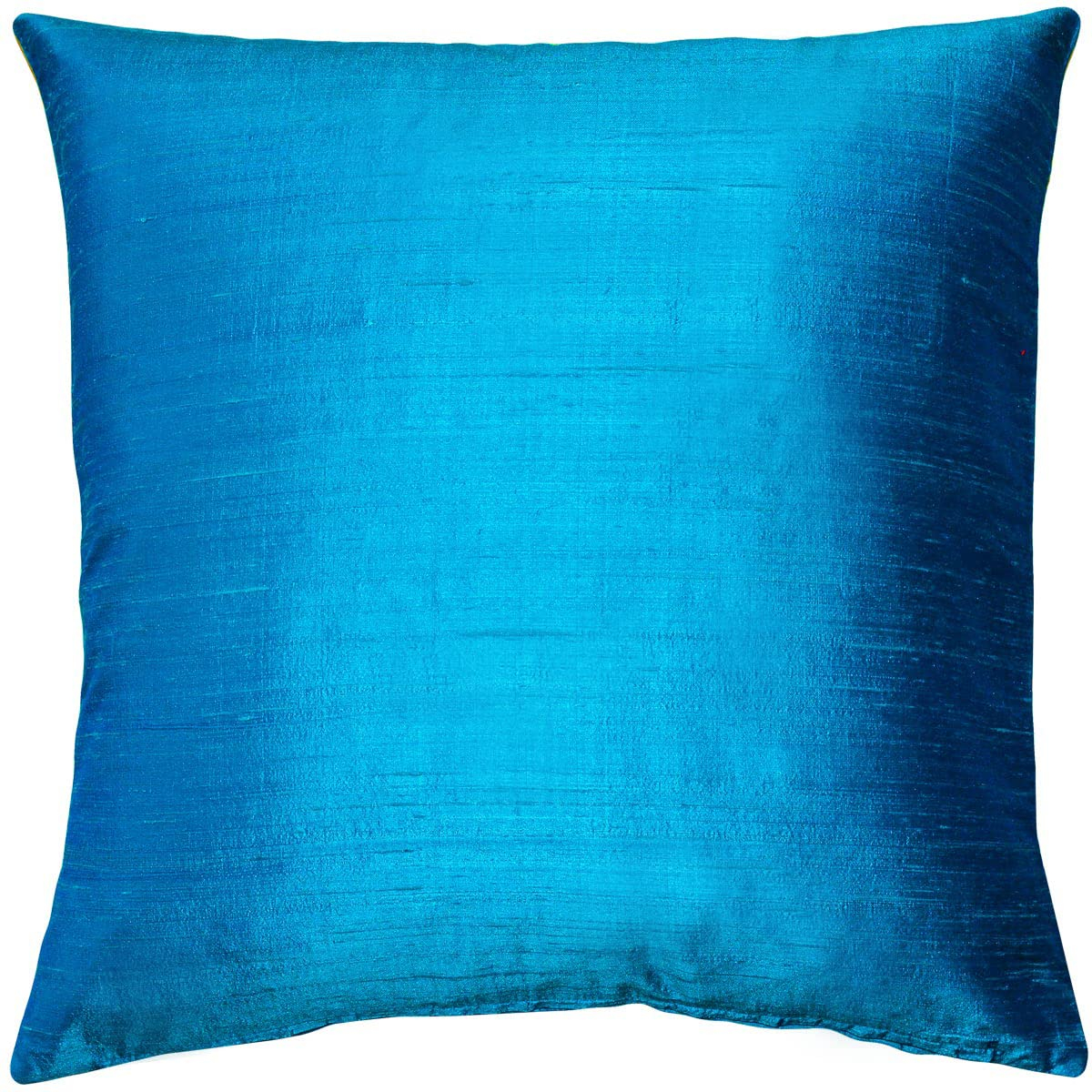 Sankara 100% Natural Dupioni Fine Silk Decorative Throw Pillow with Insert Included, Peacock Blue, 16 X 16 (12+ Colors)