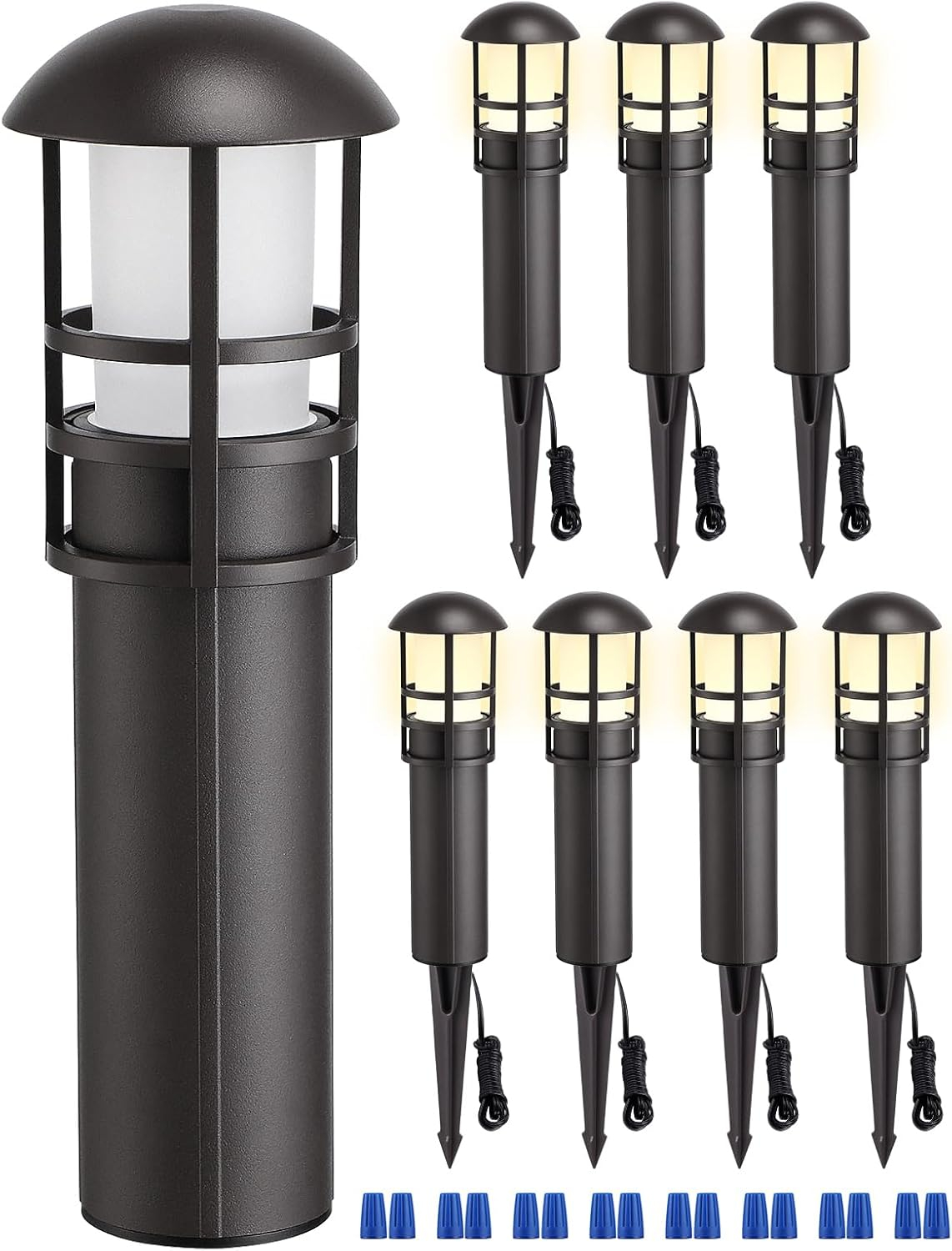 LEONLITE 8-Pack Low Voltage Landscape Lights Pathway, 3W 12V LED Path Lights, CRI90+, IP65 Waterproof Walkway Light, ETL Listed, Oil Rubbed Bronze Aluminum Housing, 3000K Warm White