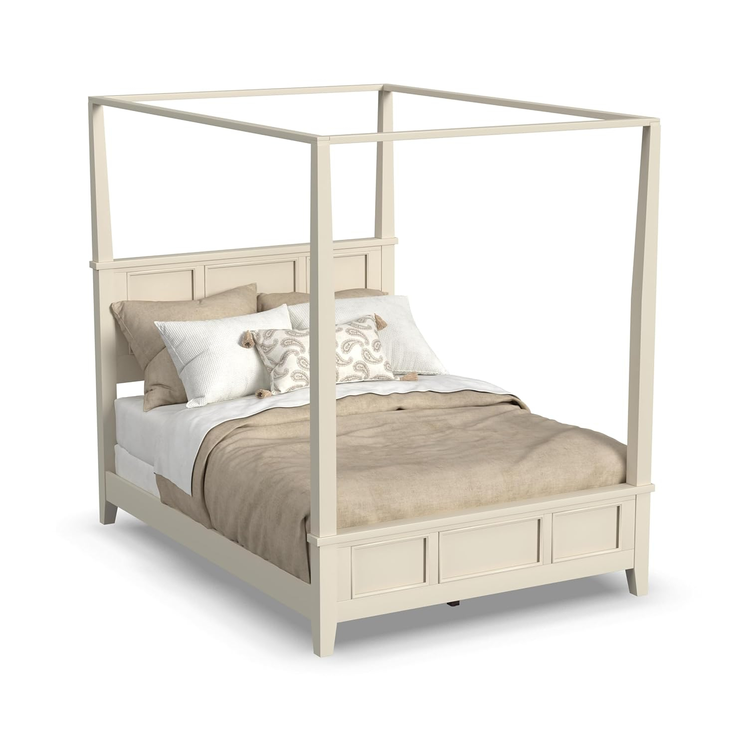 Homestyles Naples Off White Wood Queen Bed and Nightstand