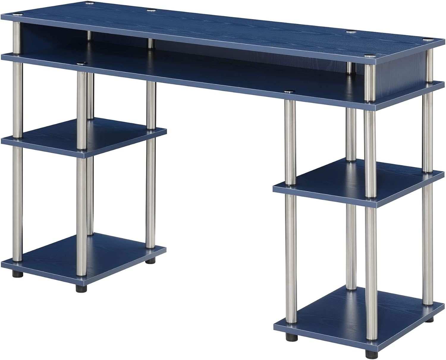 Convenience Concepts Designs2Go 30 inches Tall No Tools Desk with Shelves, Cobalt Blue, Adults