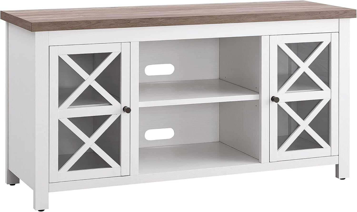 Evelyn&Zoe Colton Rectangular TV Stand for TV's up to 55", White/Gray Oak