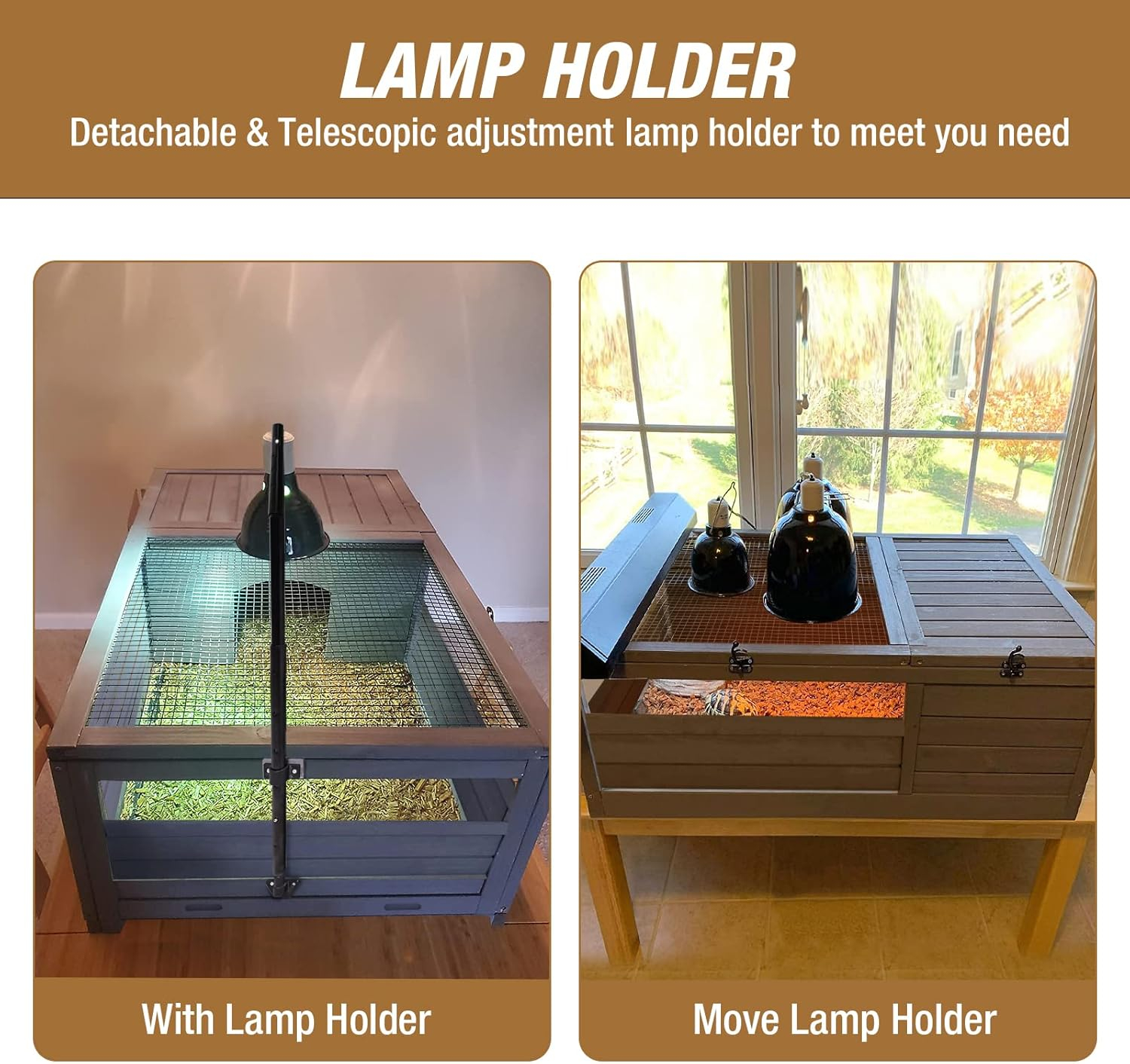 GUTINNEEN Tortoise Habitat Tortoise Enclosure with Lamp Holder, Metal, Large Reptile Cage for Turtles,Lizards and Other Small Animals,Indoor and Outdoor Use