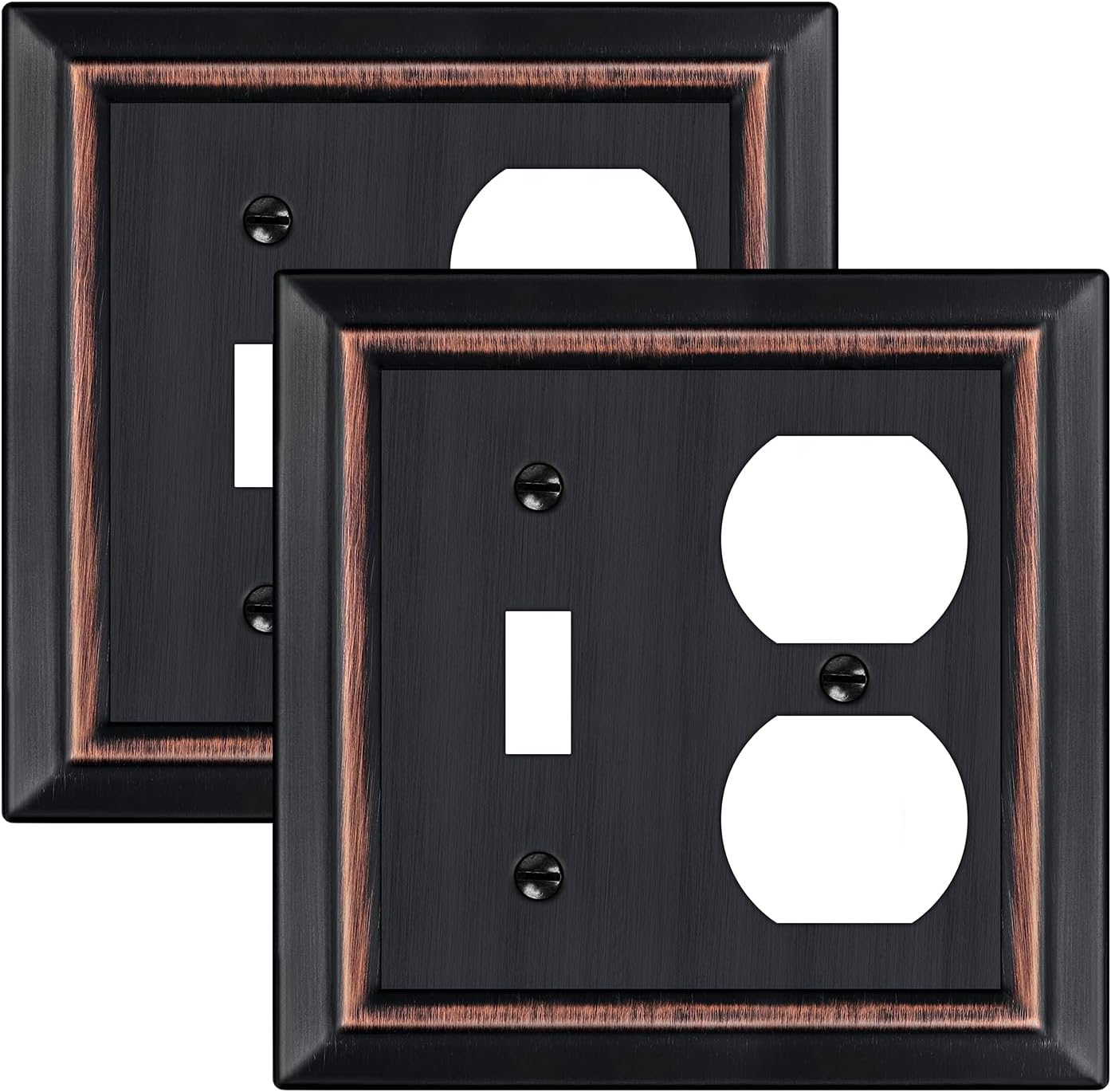 Amerelle 149TDDB Chelsea 5" Tall Wallplate, 1 Toggle / 1 Duplex, Steel, Aged Bronze, 1-Pack