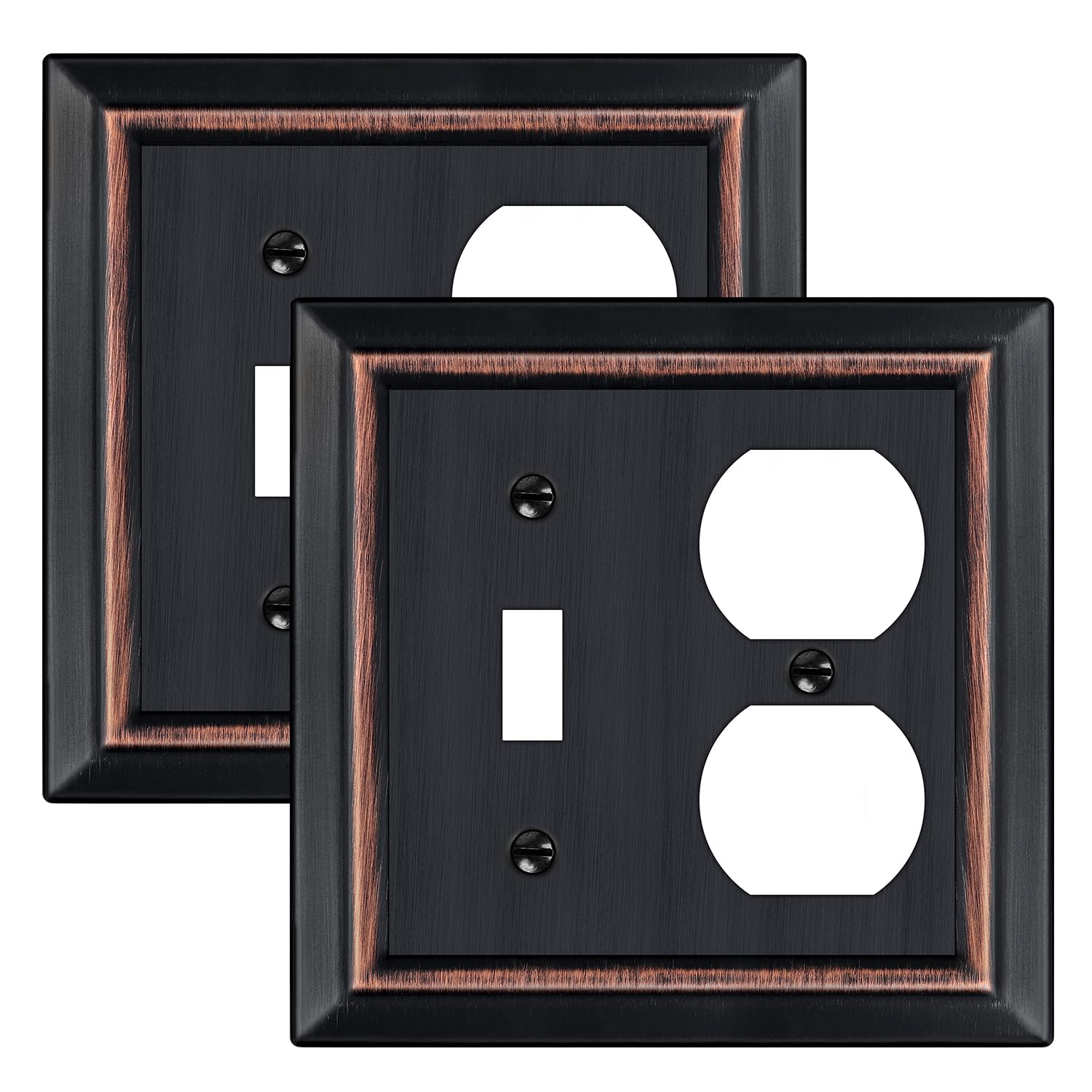 Amerelle 149TDDB Chelsea 5" Tall Wallplate, 1 Toggle / 1 Duplex, Steel, Aged Bronze, 1-Pack