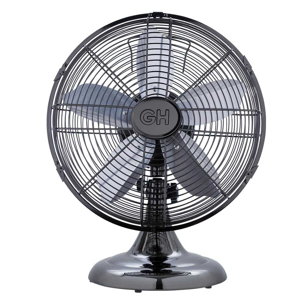 Good Housekeeping Good Housekeeping's All-Metal Retro 3-Speed 12" Oscillating Office Desk Table Fan (Multiple Finishes Available)