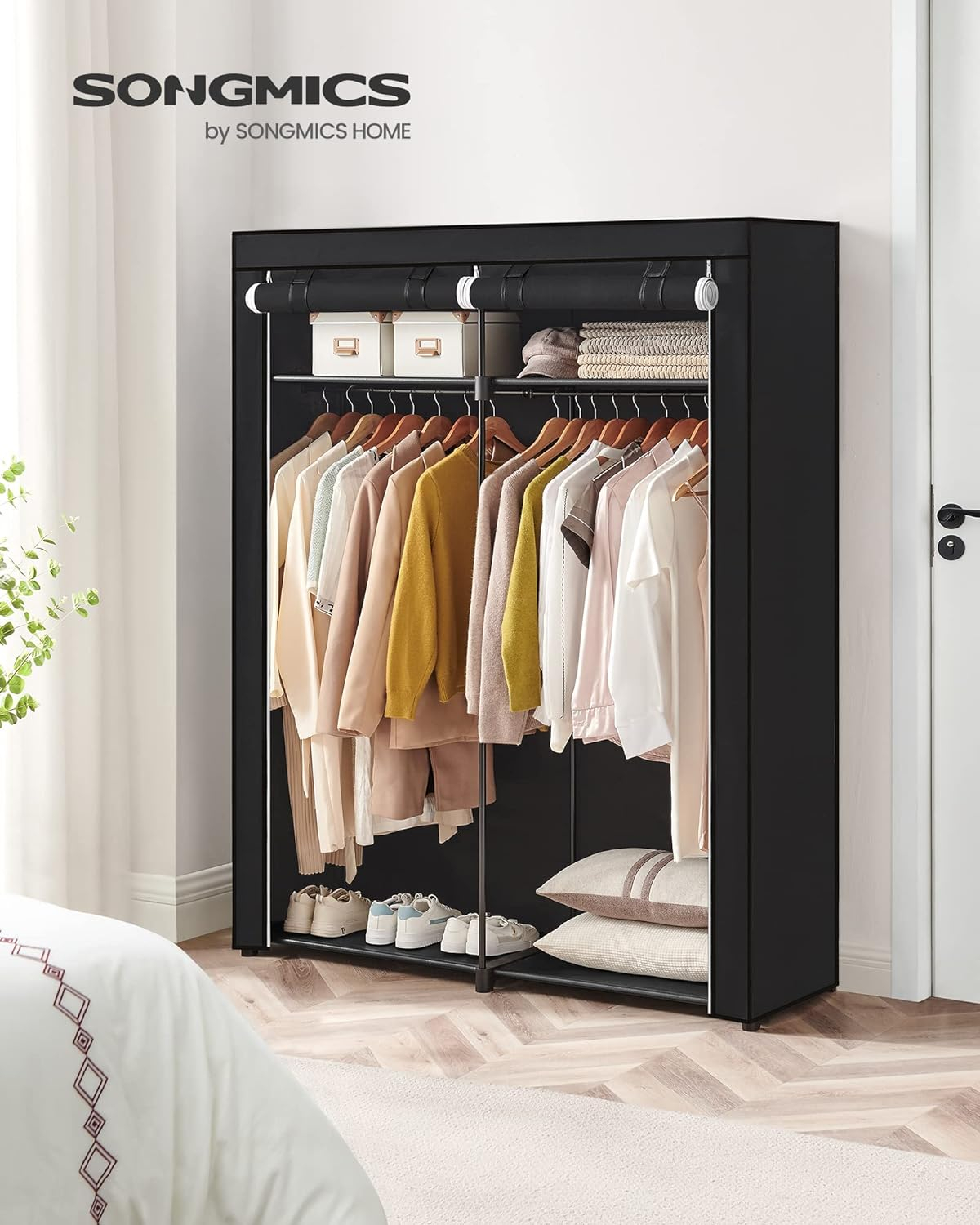Closet Storage Organizer, Portable Wardrobe, Black