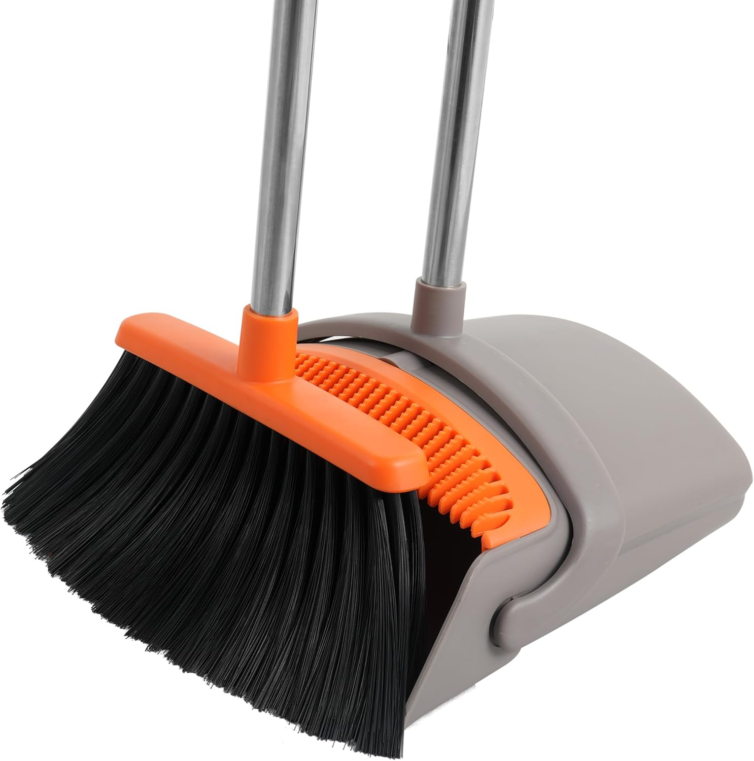 Heavy-Duty Broom and Dustpan Set for Outdoor Broom and Dust pan for Home Commercial Cleaning Supplies Angle Broom with Long Handle Perfect for Courtyard Garage Lobby Mall Market Street, B6