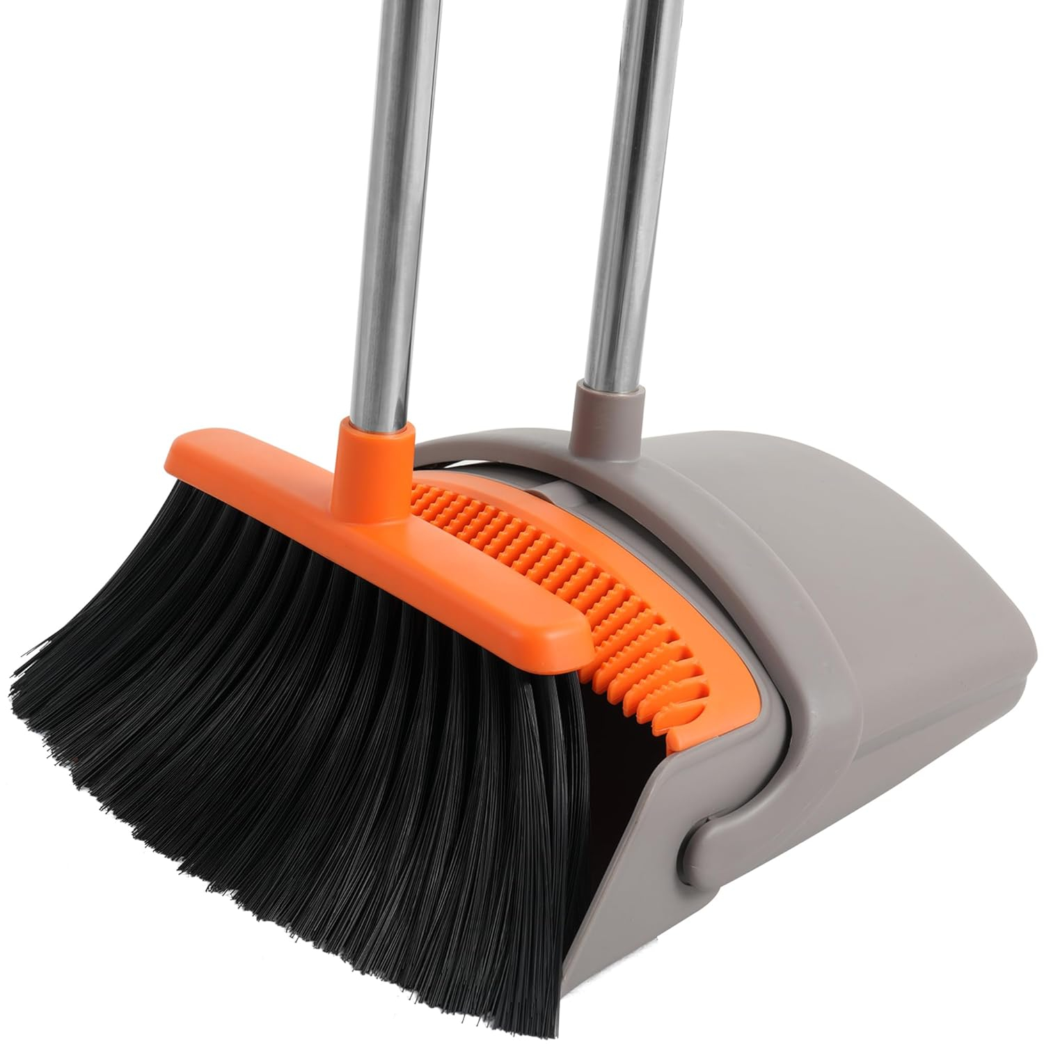 Heavy-Duty Broom and Dustpan Set for Outdoor Broom and Dust pan for Home Commercial Cleaning Supplies Angle Broom with Long Handle Perfect for Courtyard Garage Lobby Mall Market Street, B6