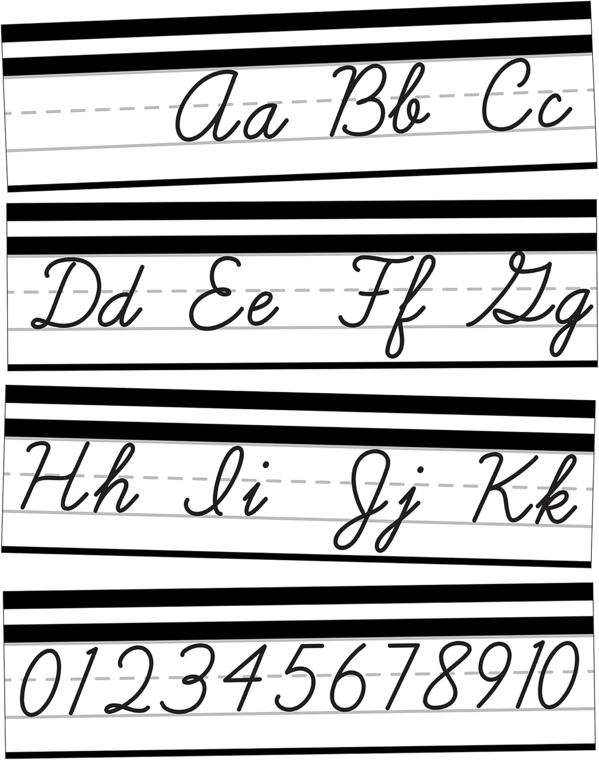Black and White Cursive Alphabet Line Bulletin Board Set