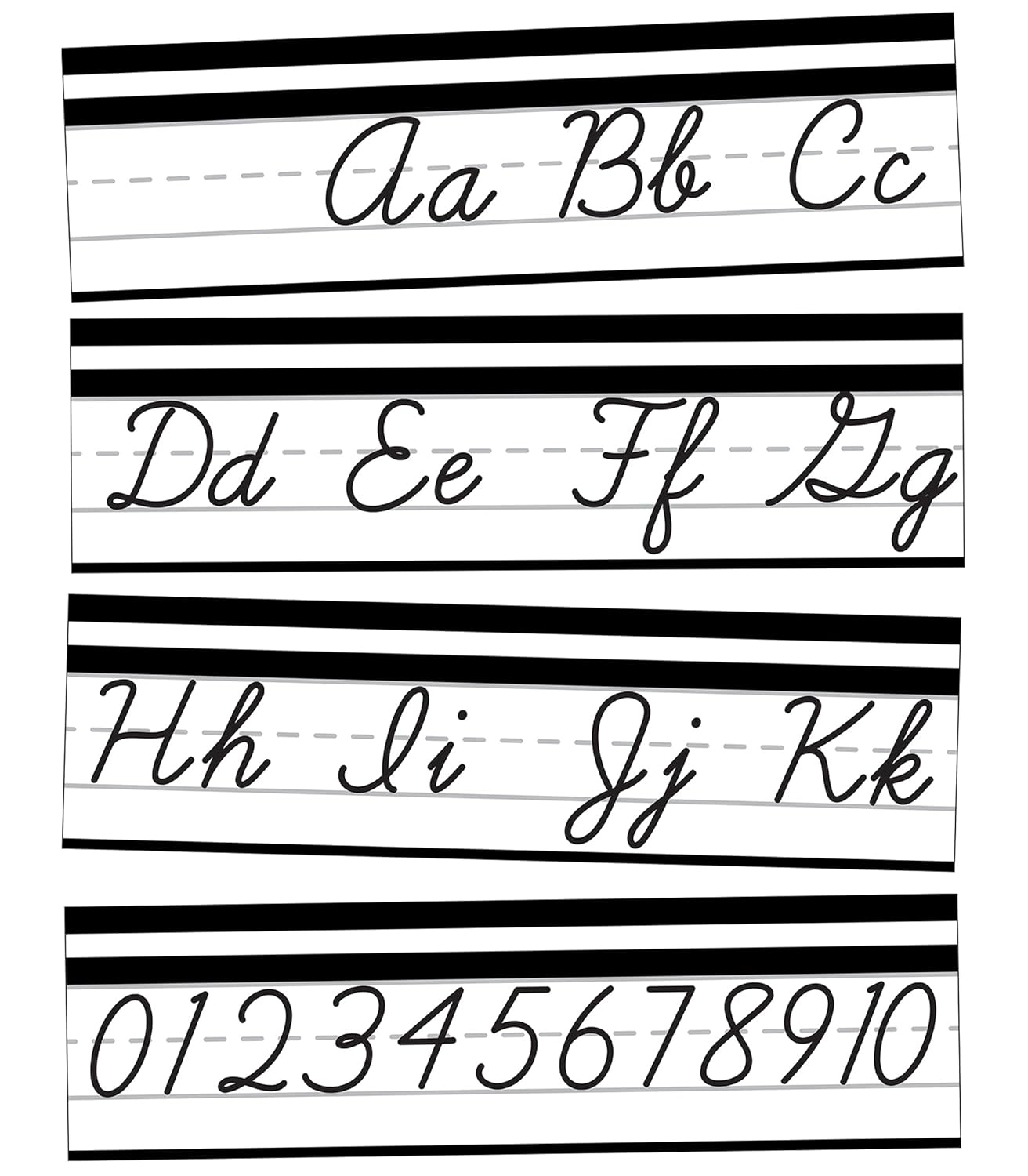 Black and White Cursive Alphabet Line Bulletin Board Set