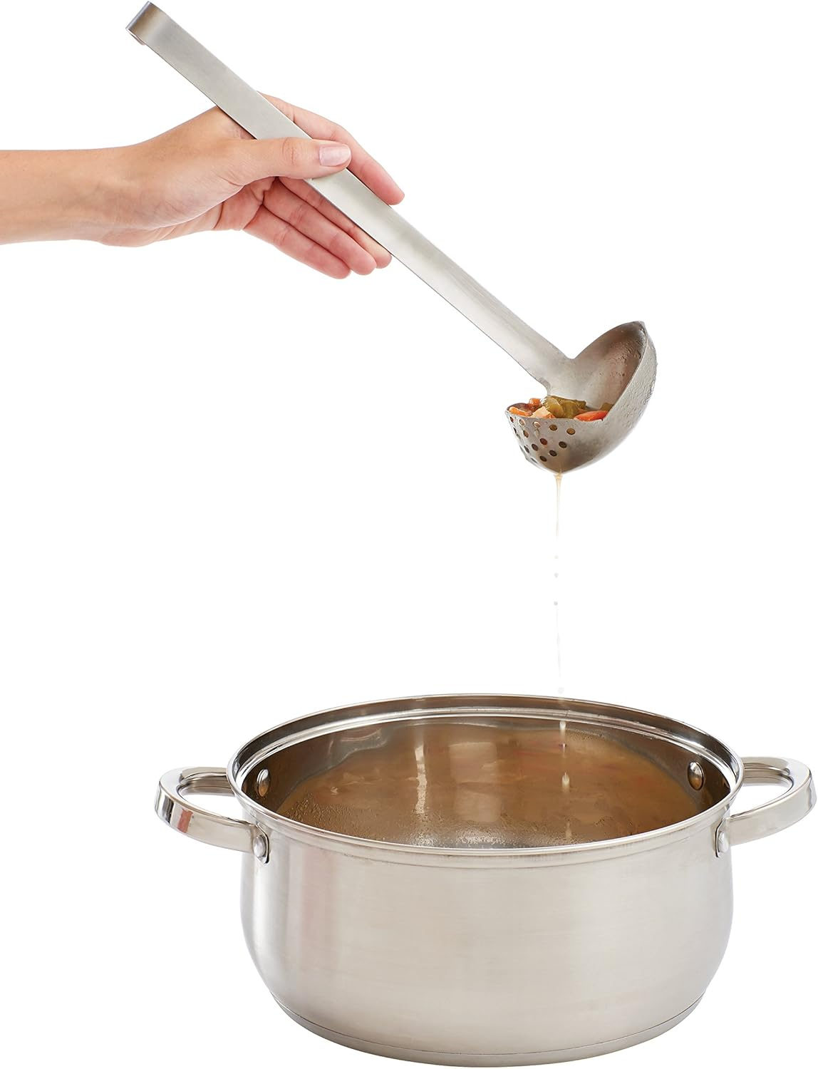 HIC Kitchen Straining Ladle with Spout, 18/8 Stainless Steel, 3-Ounce Capacity