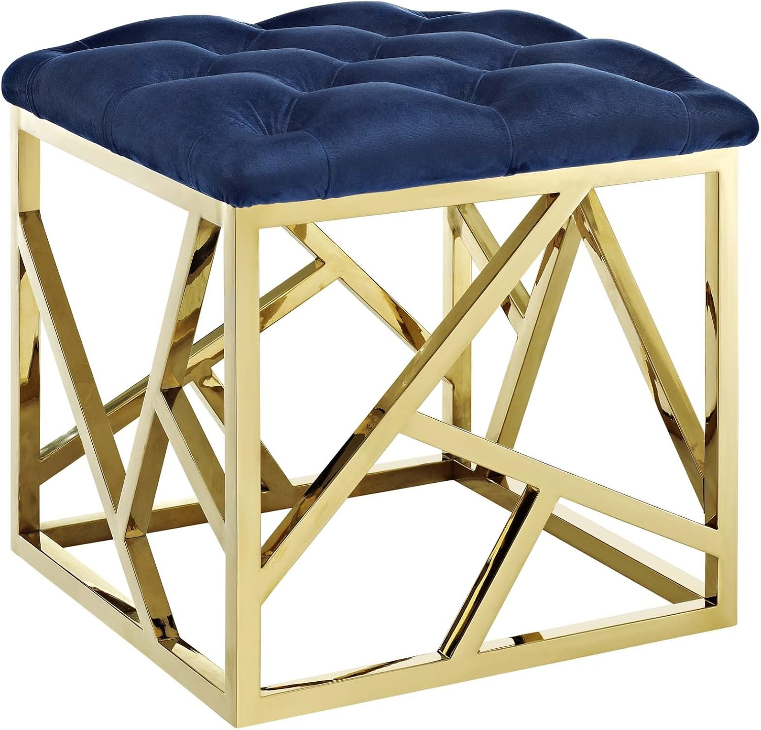 Modway Intersperse Fabric Ottoman in Gold and Navy