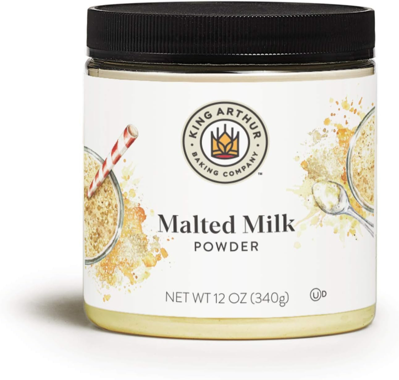 King Arthur Malted Milk Powder: Premium Baking Ingredient for Classic Diner-Style Sweetness, Ideal for Milkshakes, Pancakes, and Waffles - 12 oz Jar of Authentic Malt Flavor Enhancer