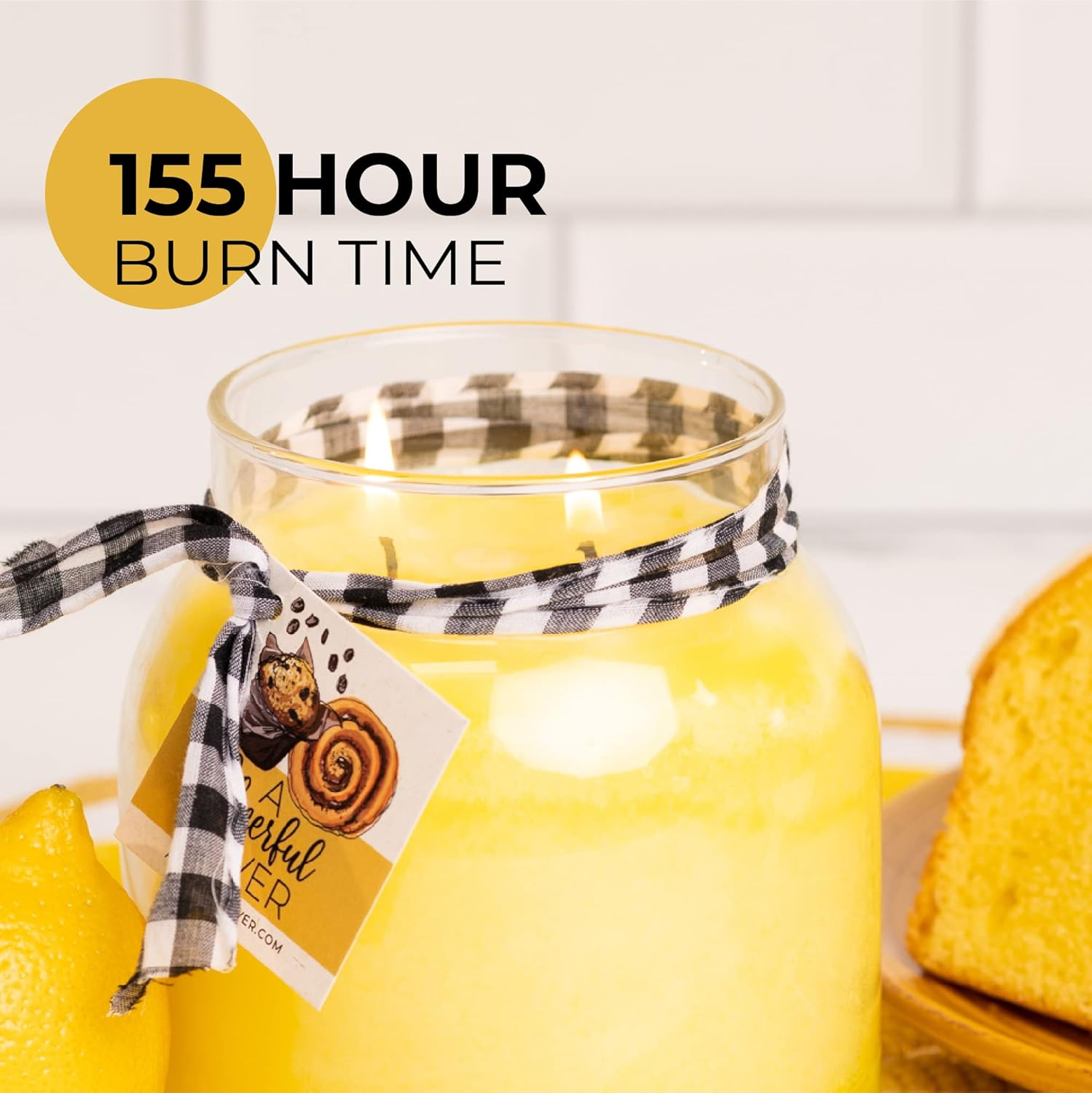 A Cheerful Giver — Lemon Butter Pound Cake - 34oz Papa Scented Candle Jar with Lid - Keepers of the Light - 155 Hours of Burn Time, Gift for Women, Yellow