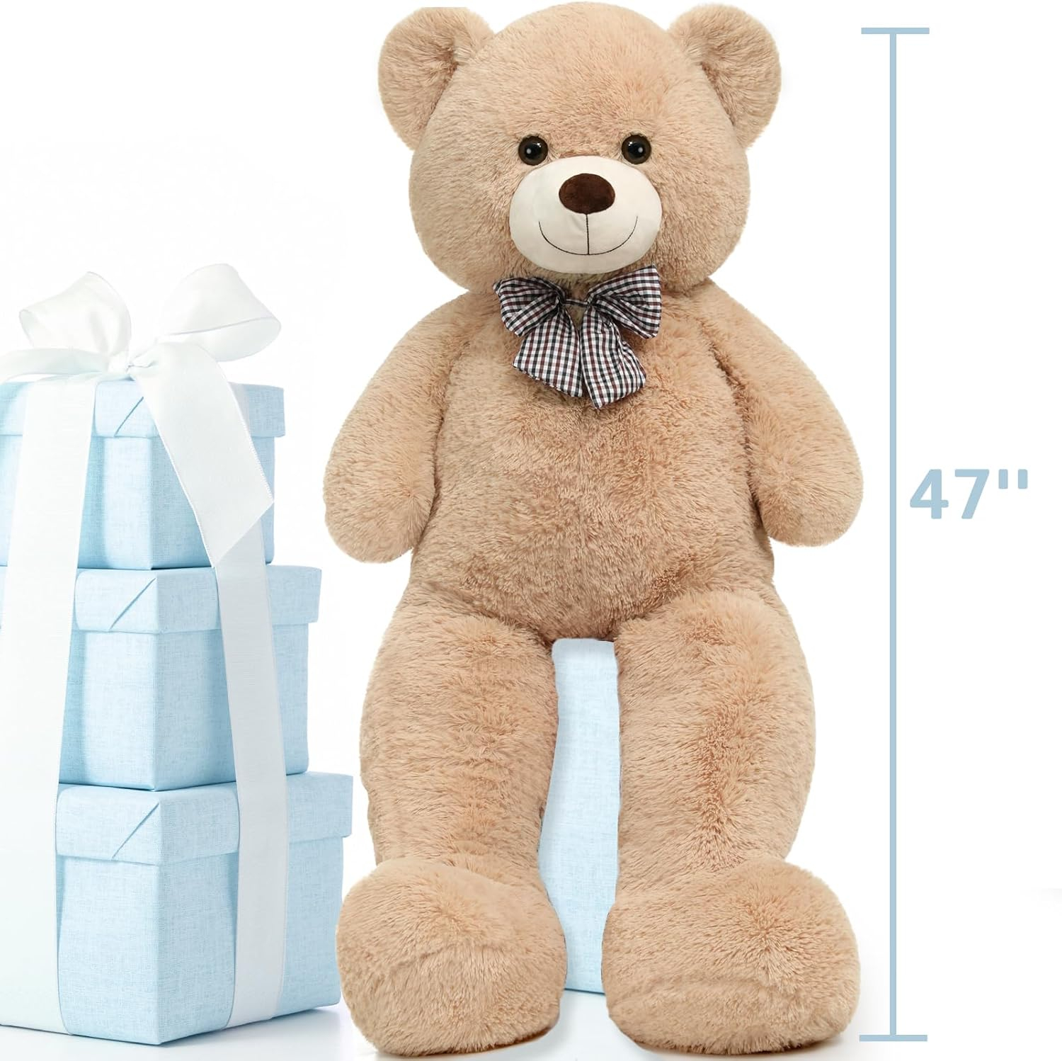 Giant Teddy Bear Plush Stuffed Animals for Girlfriend or Kids 47 Inch, (Light Brown)