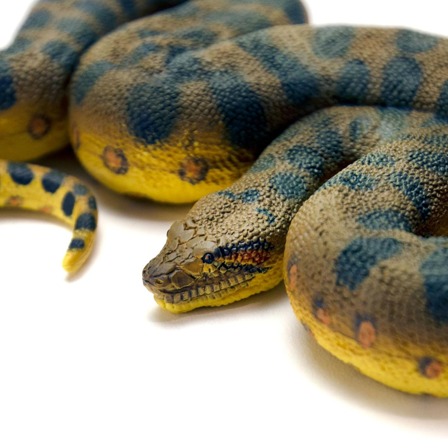Green and Yellow Plastic Anaconda Snake Figurine Toy
