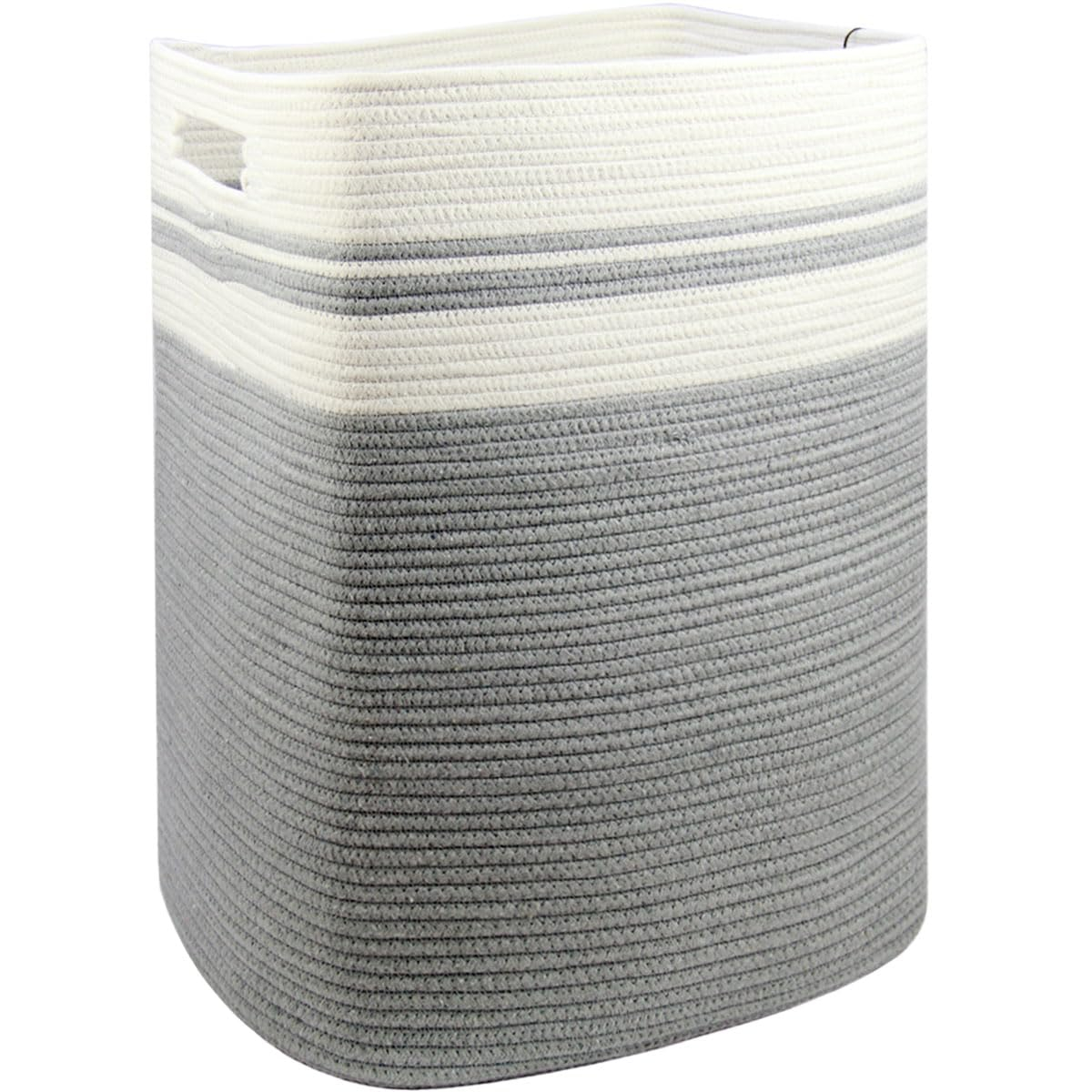 Casaphoria Woven Rope Laundry Hamper, Bin for Living Room, Storage Basket, Blanket Container, Dirty Clothes Hamper 16x13x22in - Light Gray