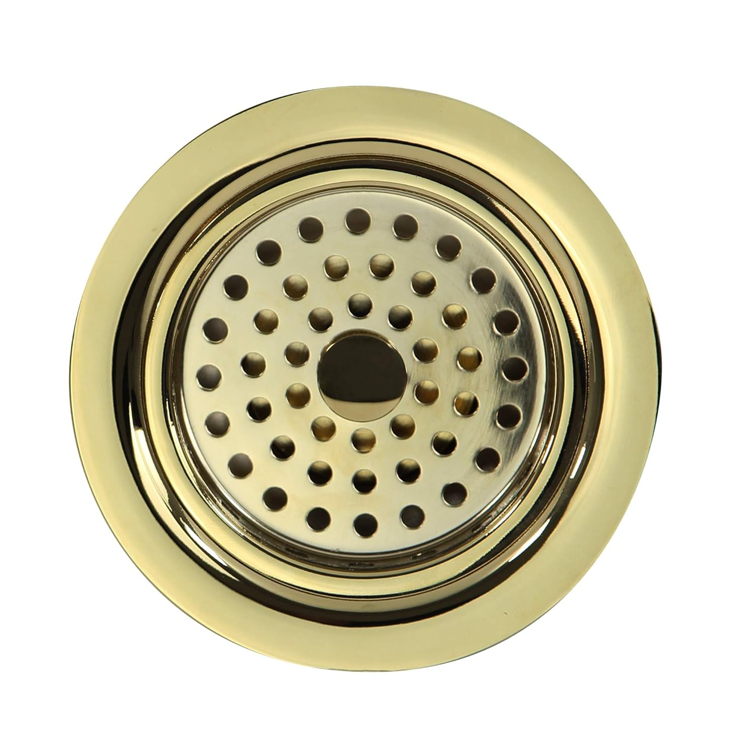 Polished Brass Kitchen Sink Basket Strainer Drain, 3.5 Inch