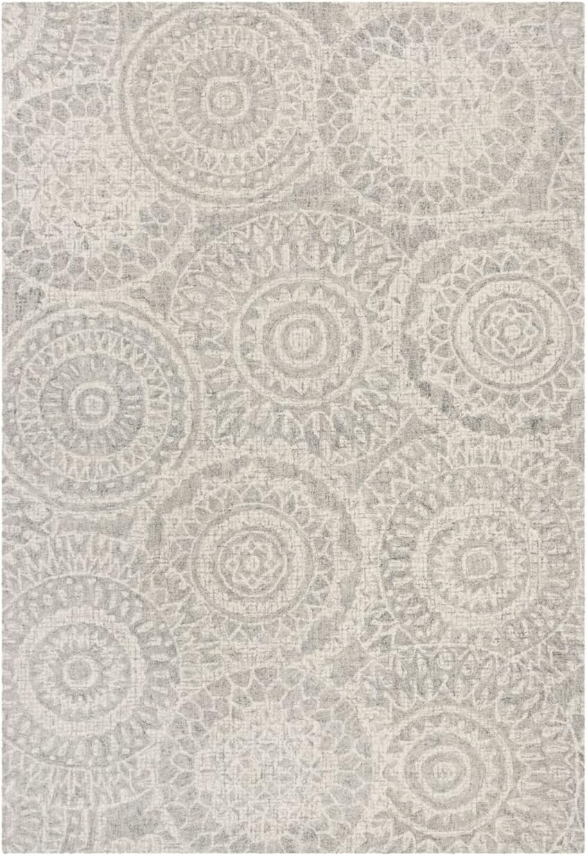 SAFAVIEH Abstract Tobon Geometric Circles Area Rug, Ivory/Grey, 10' x 14'