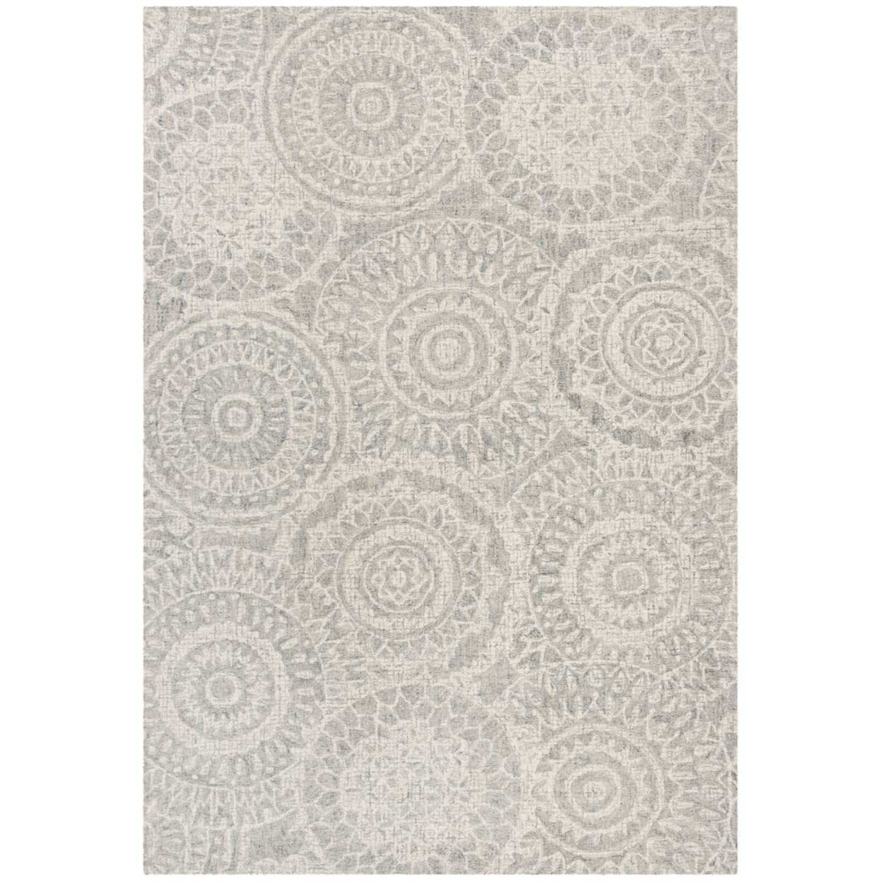 SAFAVIEH Abstract Tobon Geometric Circles Area Rug, Ivory/Grey, 10' x 14'