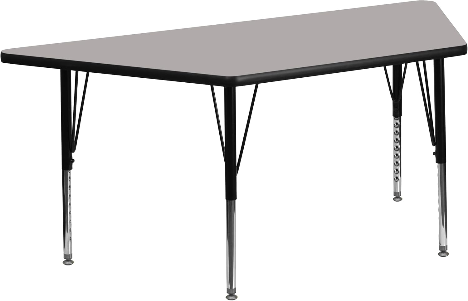 Flash Furniture 30''W x 60''L Trapezoid Activity Table with 1.25'' Thick High Pressure Grey Laminate Top and Height Adjustable Preschool Legs