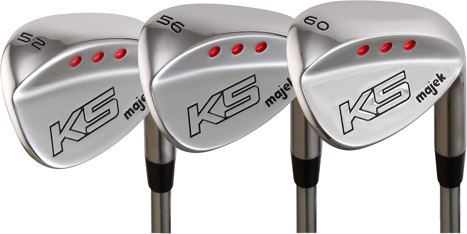 Majek Golf Senior Men's Complete Wedge Set: 52° Gap Wedge (GW), 56° Sand Wedge (SW), 60° Lob Wedge (LW) Right Handed Senior Flex Steel Shaft