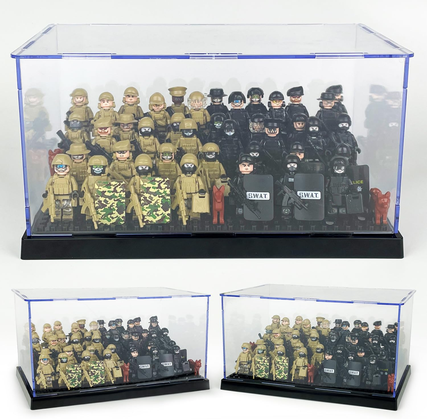 Display Case for Minifigure Action Figures Blocks, Removable Acrylic Display Box Storage for Collection Bricks Blocks Toys Models Minifigures