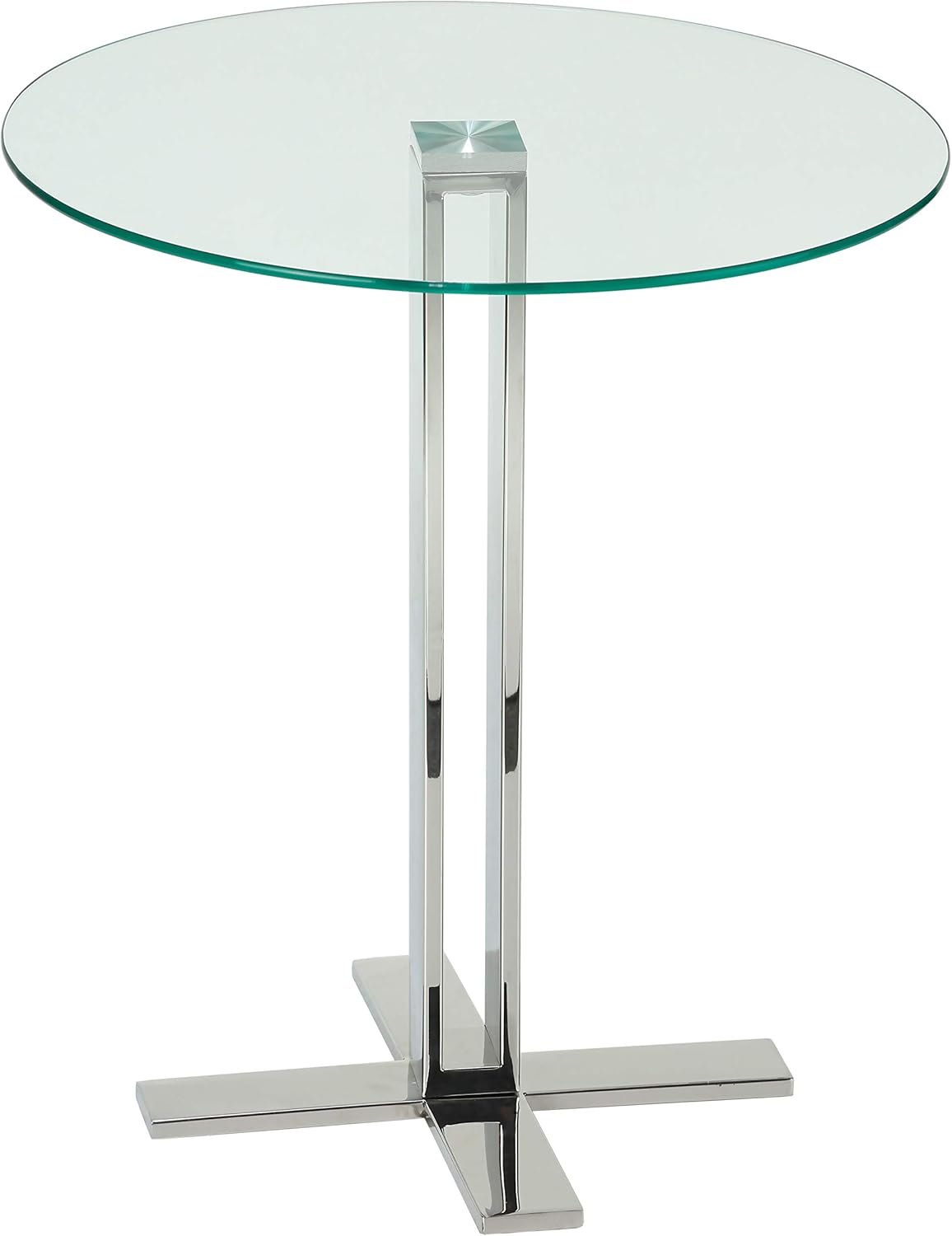 Cortesi Home  Solen Round Clear Glass End Table