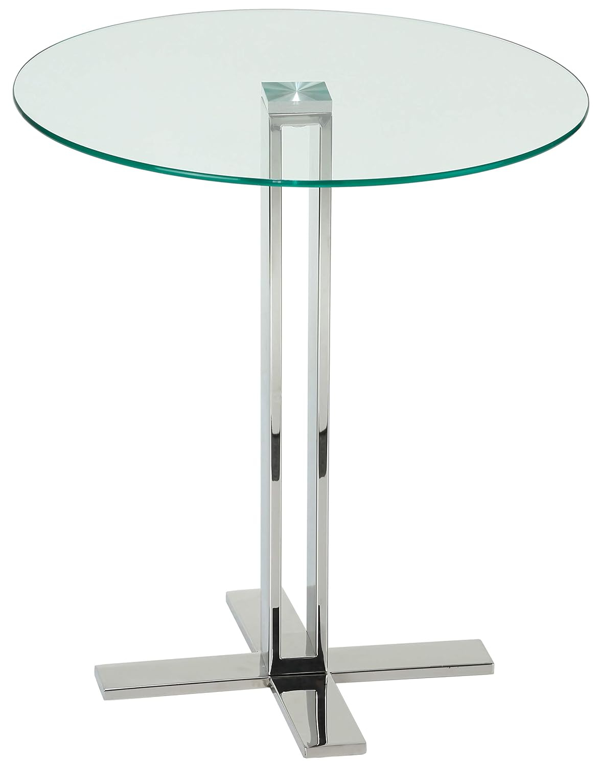 Cortesi Home  Solen Round Clear Glass End Table