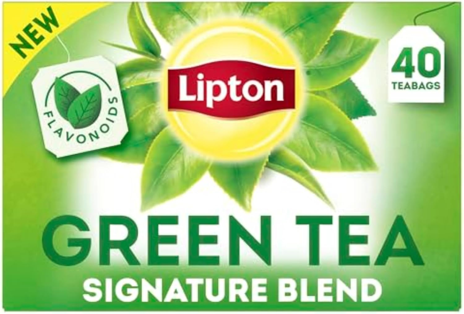 Lipton Signature Blend Green Tea Bags, Unsweetened Teabags for Hot Tea or Iced Tea with Caffeine and Flavonoids, 40 Count Box