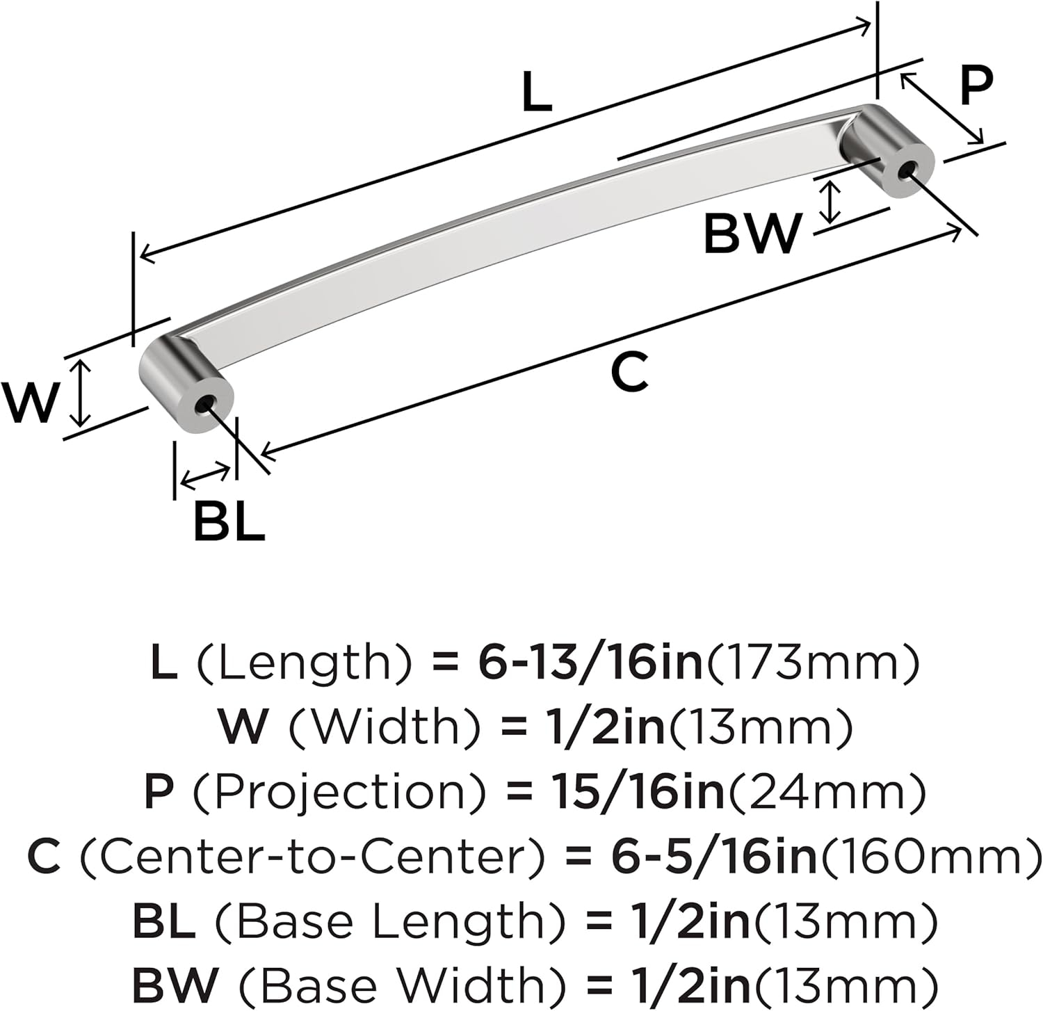 Amerock Rift 6-5/16 inch (160mm) Center-to-Center Polished Chrome Cabinet Pull, BP3690626