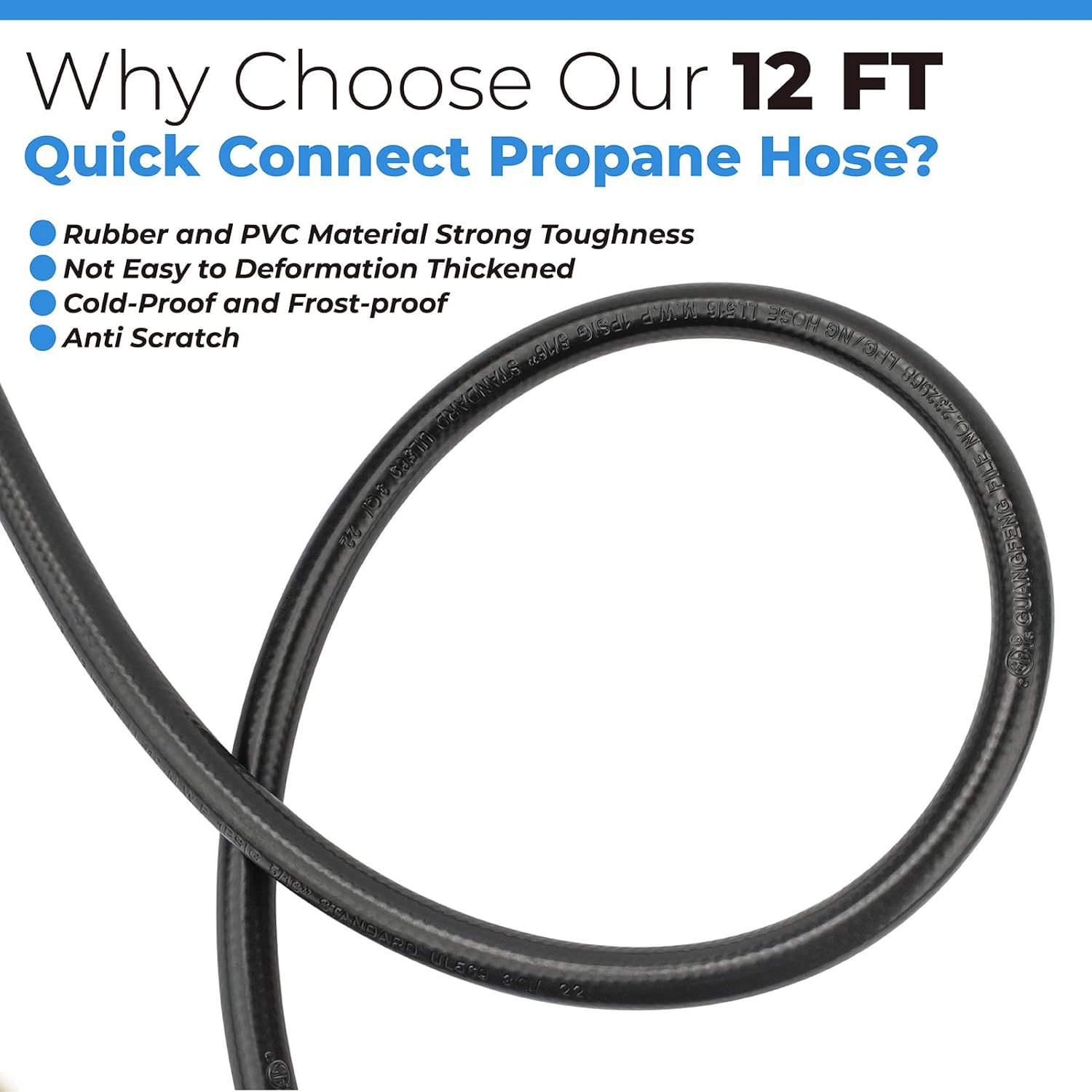 F271803 12ft Propane Heater Adapter Hose with Regulator,for Heater Big Buddy Indoor Outdoor Heater,3/8 inch Female Quick Connect x QCC1 Propane Tank Connection