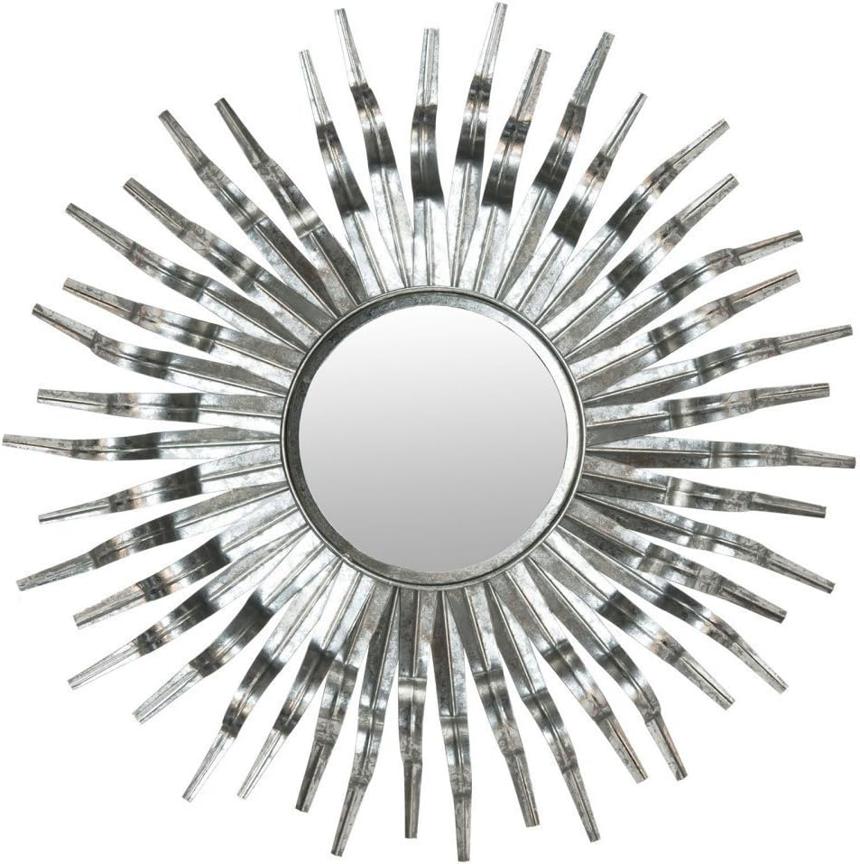 SAFAVIEH Round Metallic Sunburst Wall Mirror, Silver